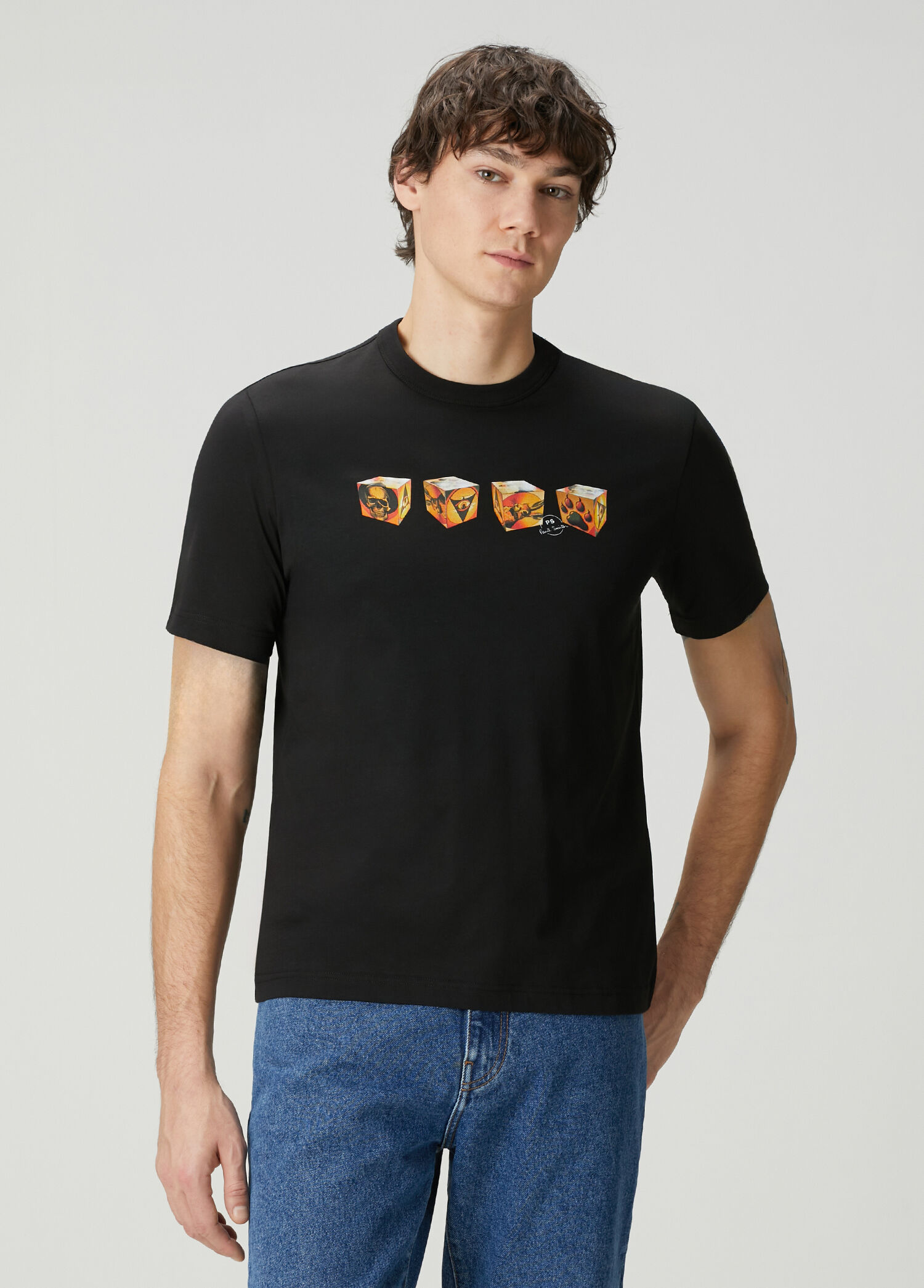 Siyah Baskılı Organik Pamuk T-shirt