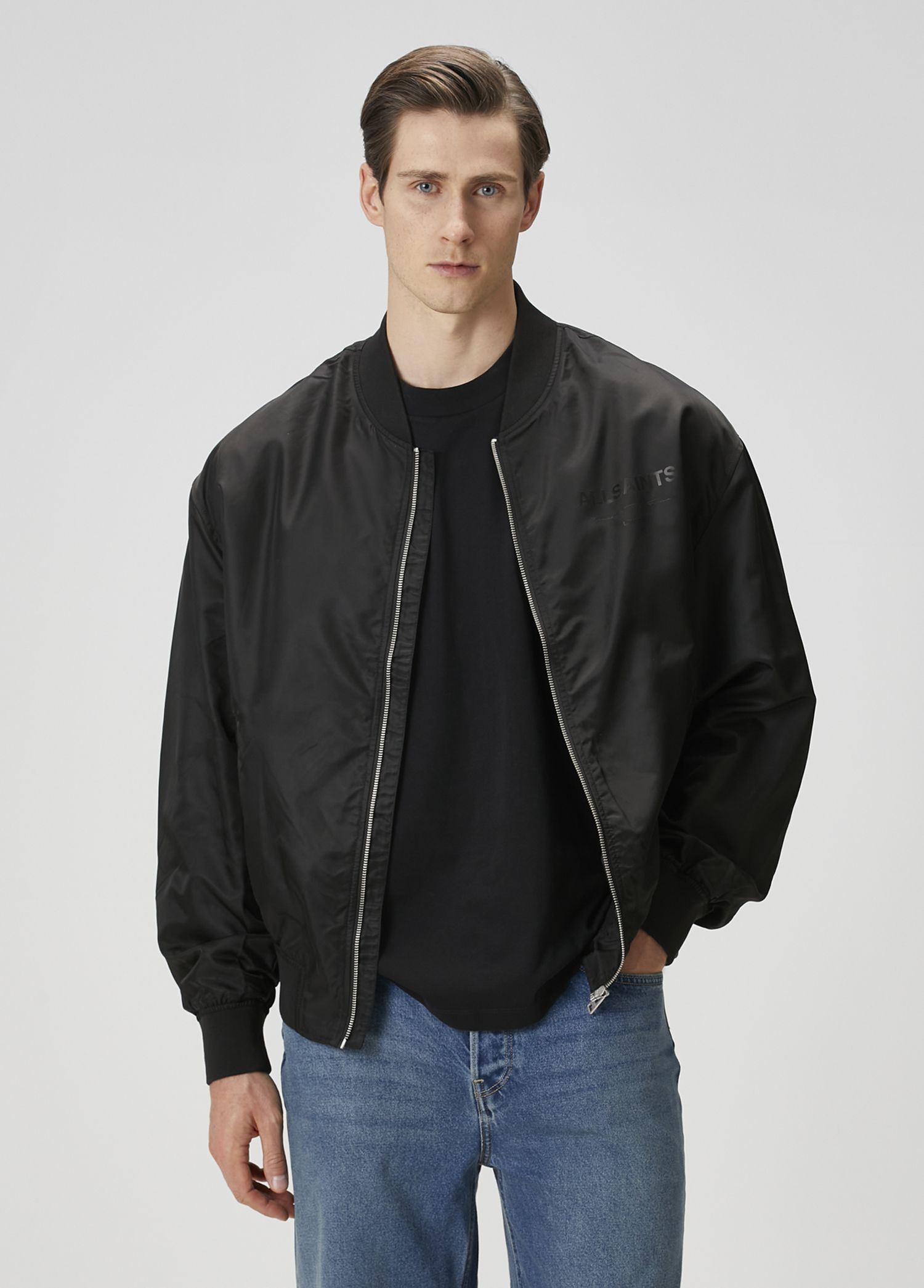 AllSaints - Message Siyah Bomber Mont - Siyah