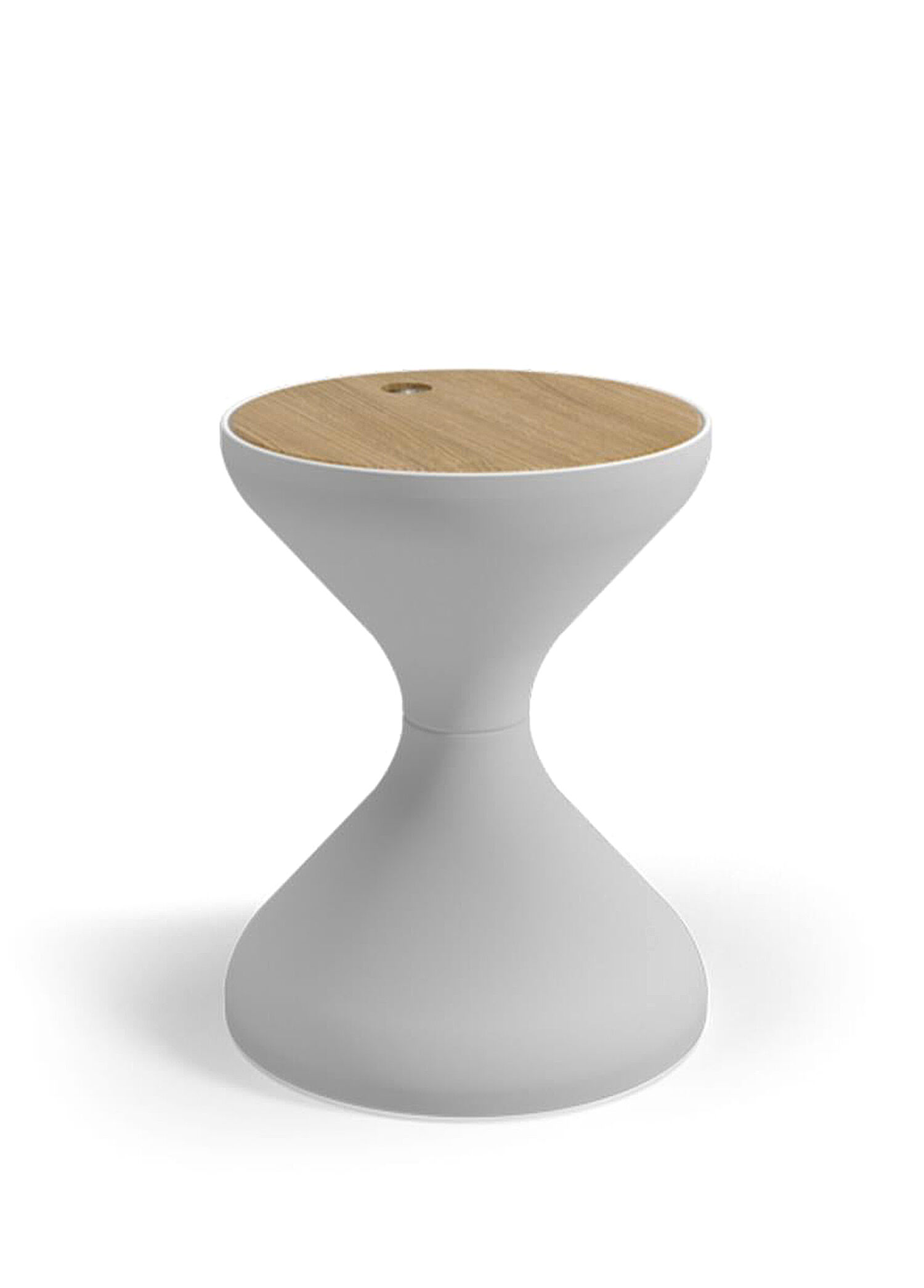Bells White Alüminyum Teak Bahçe Yan Sehpa