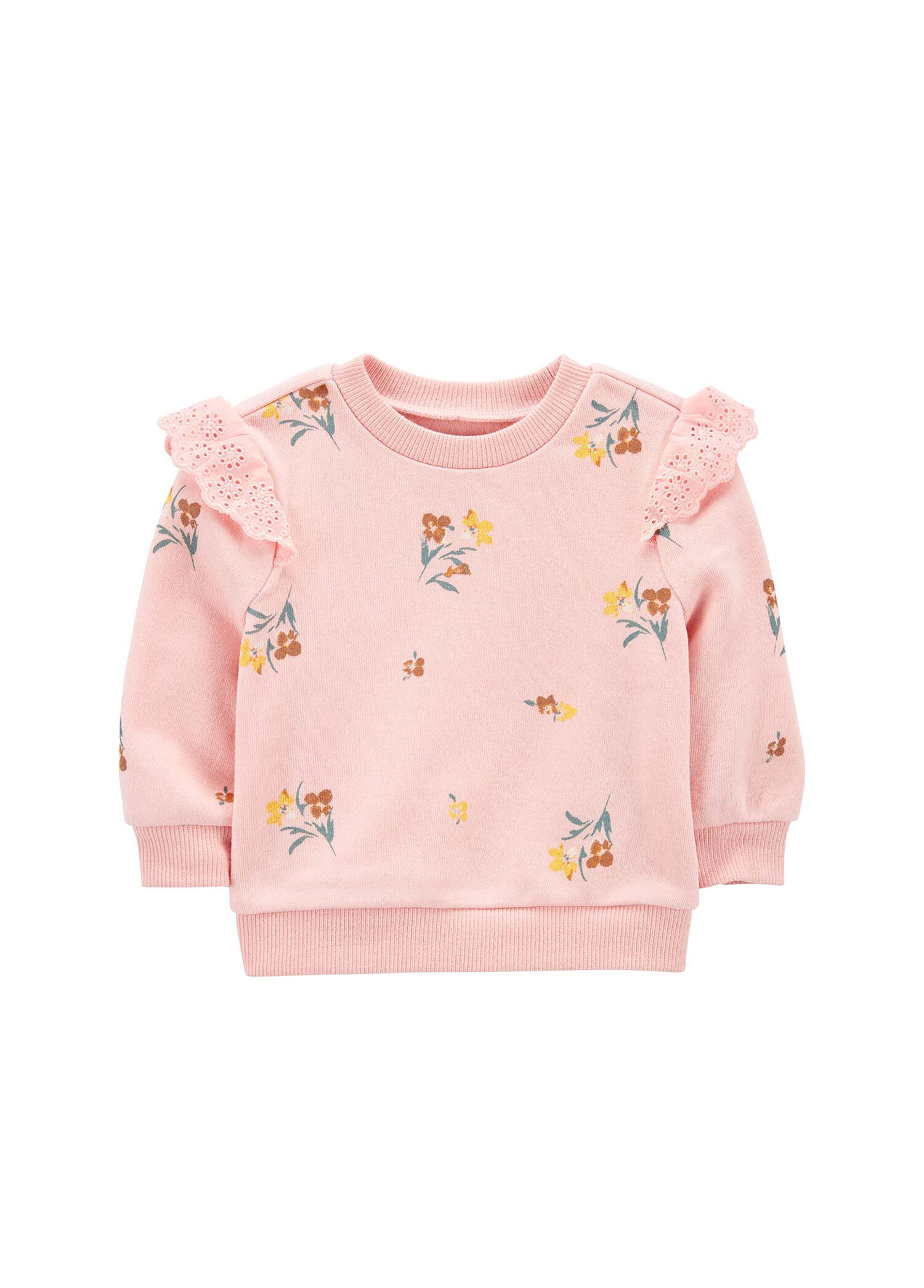 Pembe Desenli Uzun Kollu Kız Bebek Sweatshirt