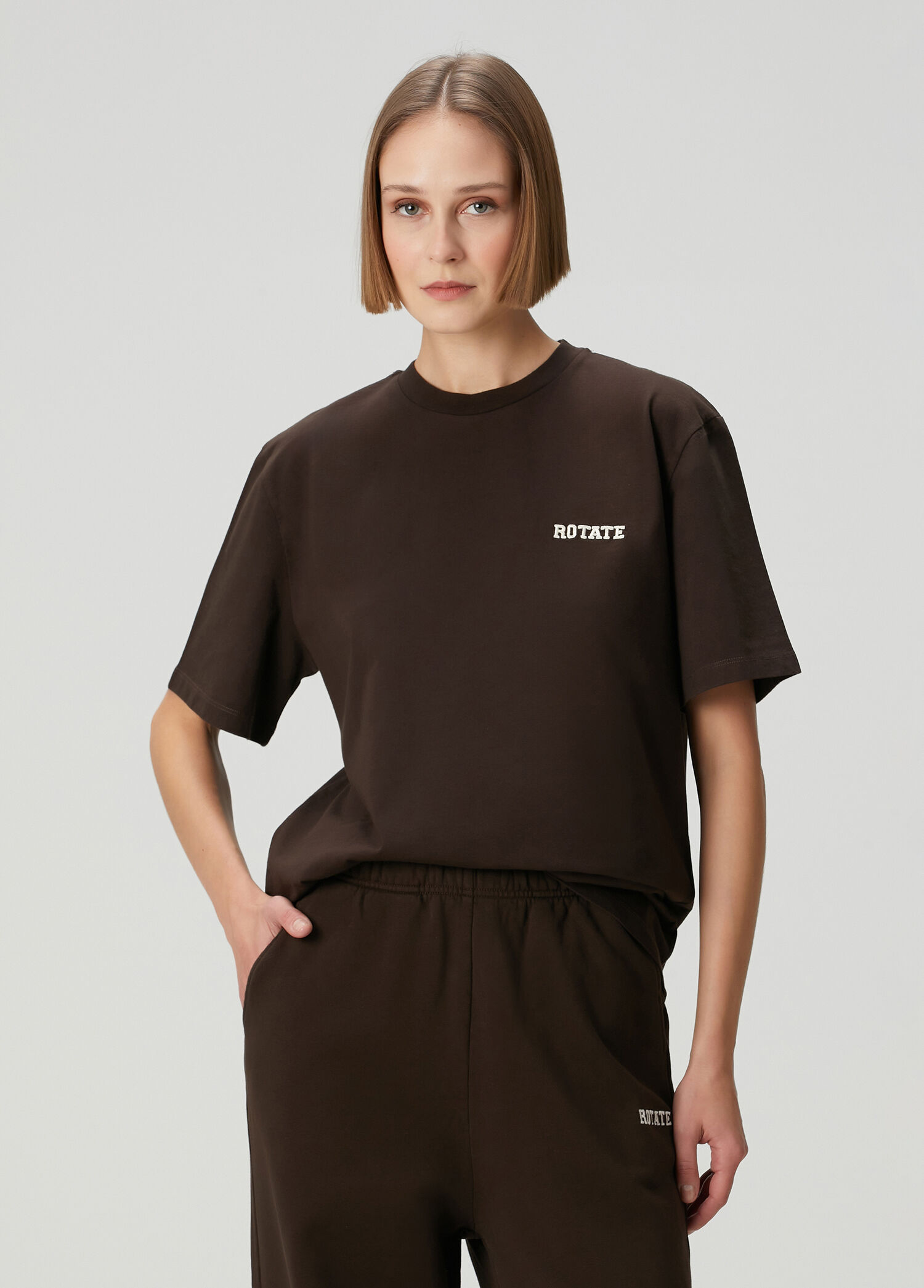 Koyu Kahverengi Organik Pamuk T-shirt