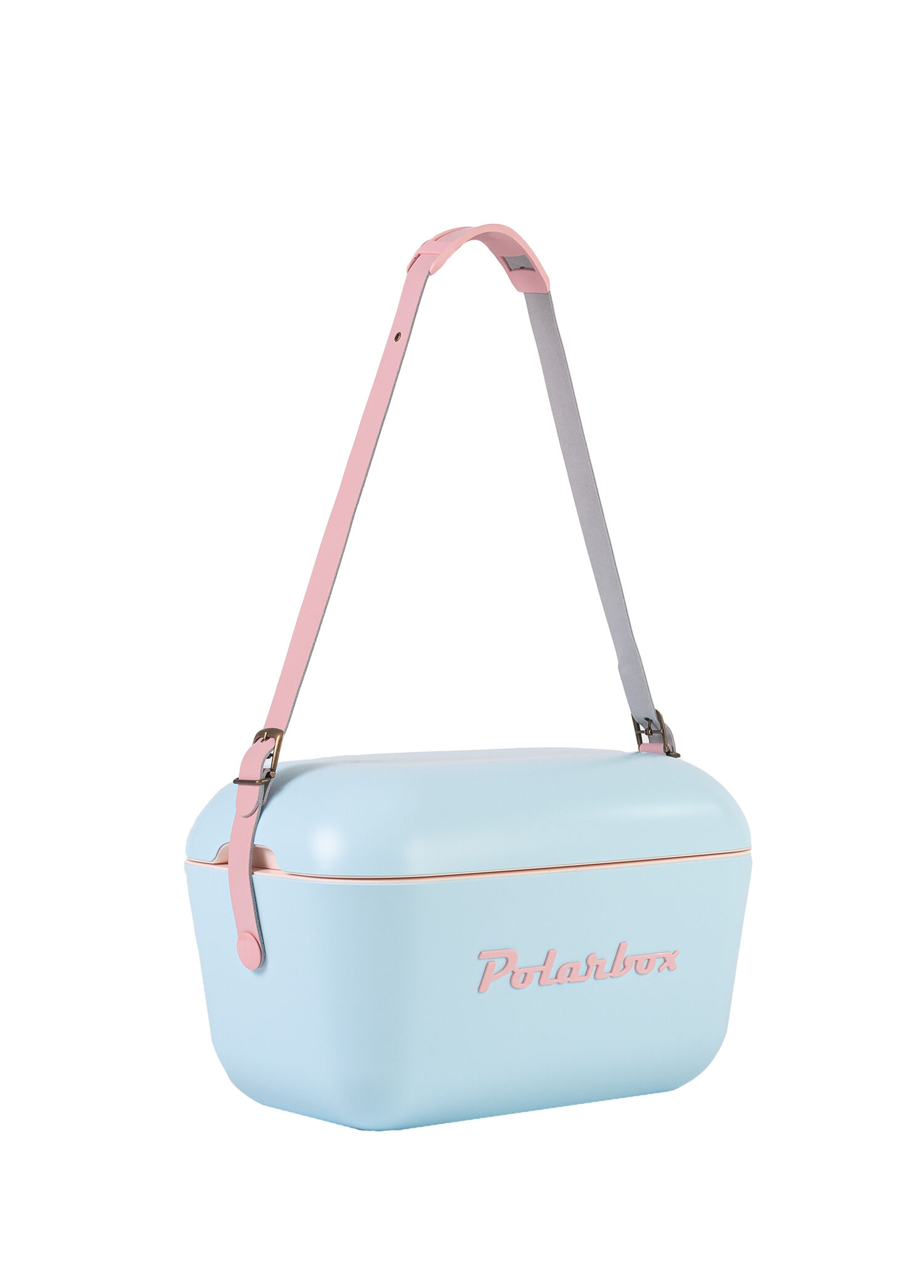 Prinkstyle Patchwork Classic Pamuk ve Deri Kayışlı Sky Blue Baby Pink Soğuk ve Sıcak Tutucu Termal Çanta 12 lt