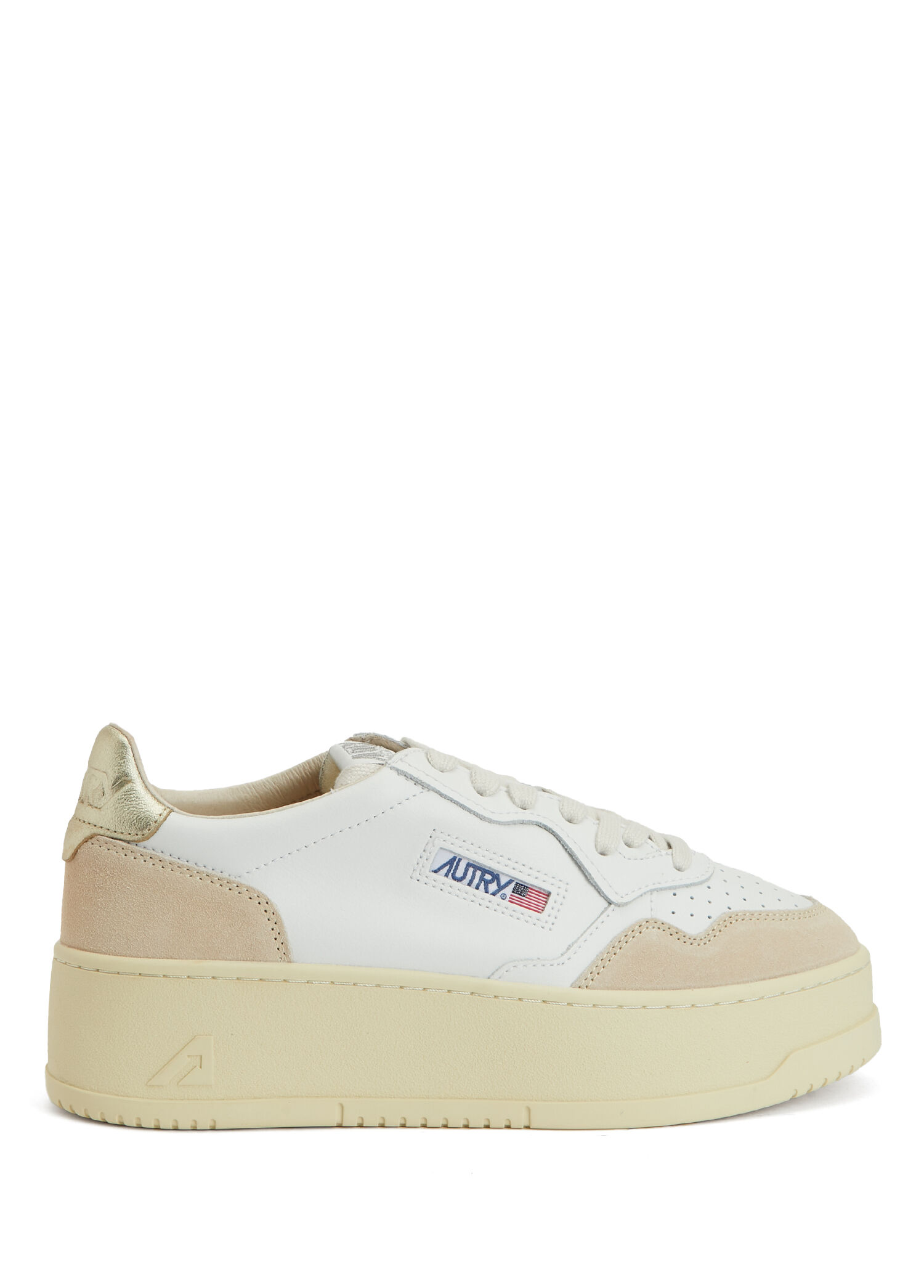Bej Beyaz Kadın Deri Sneaker