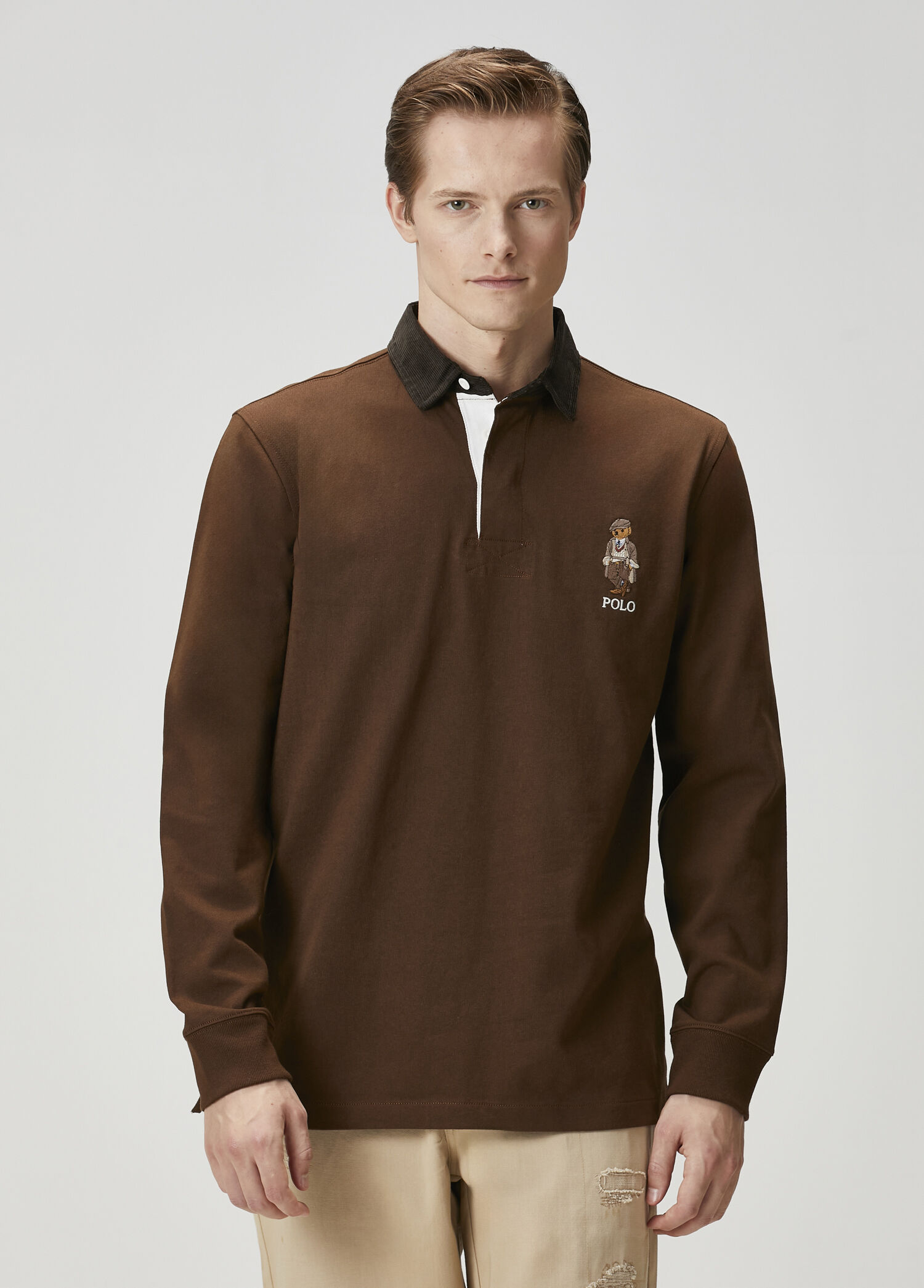 Polo Ralph Lauren - Kahverengi Polo Yaka Jersey Sweatshirt