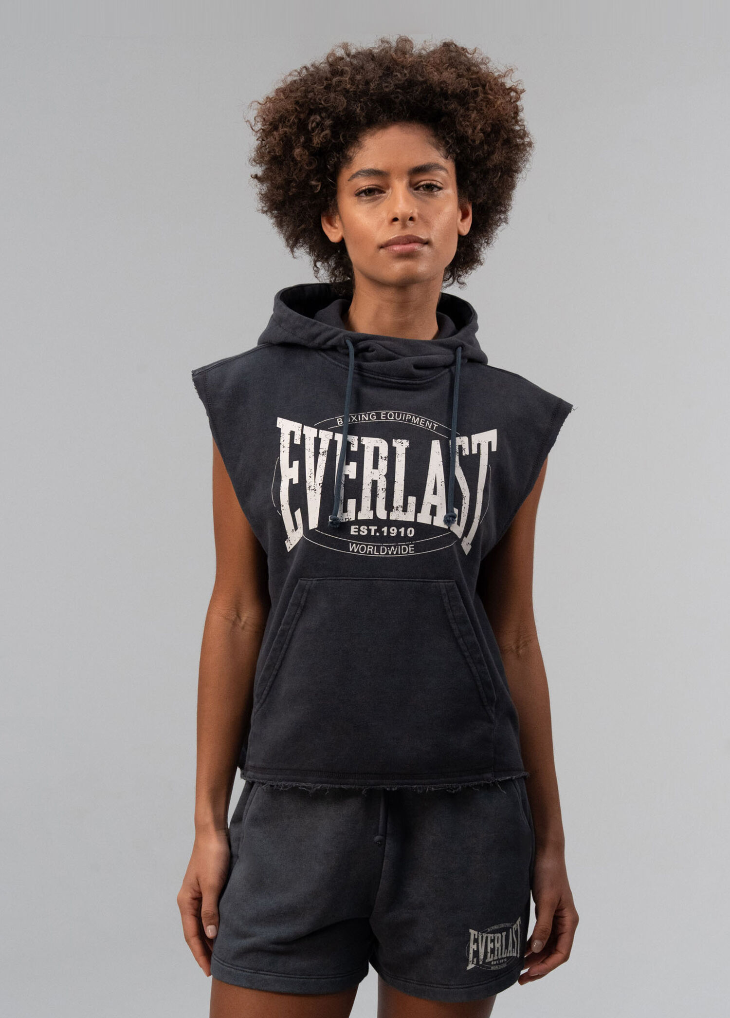 Authentic Boxing Wmn Antrasit Kolsuz Oversize Kadın Spor Sweatshirt