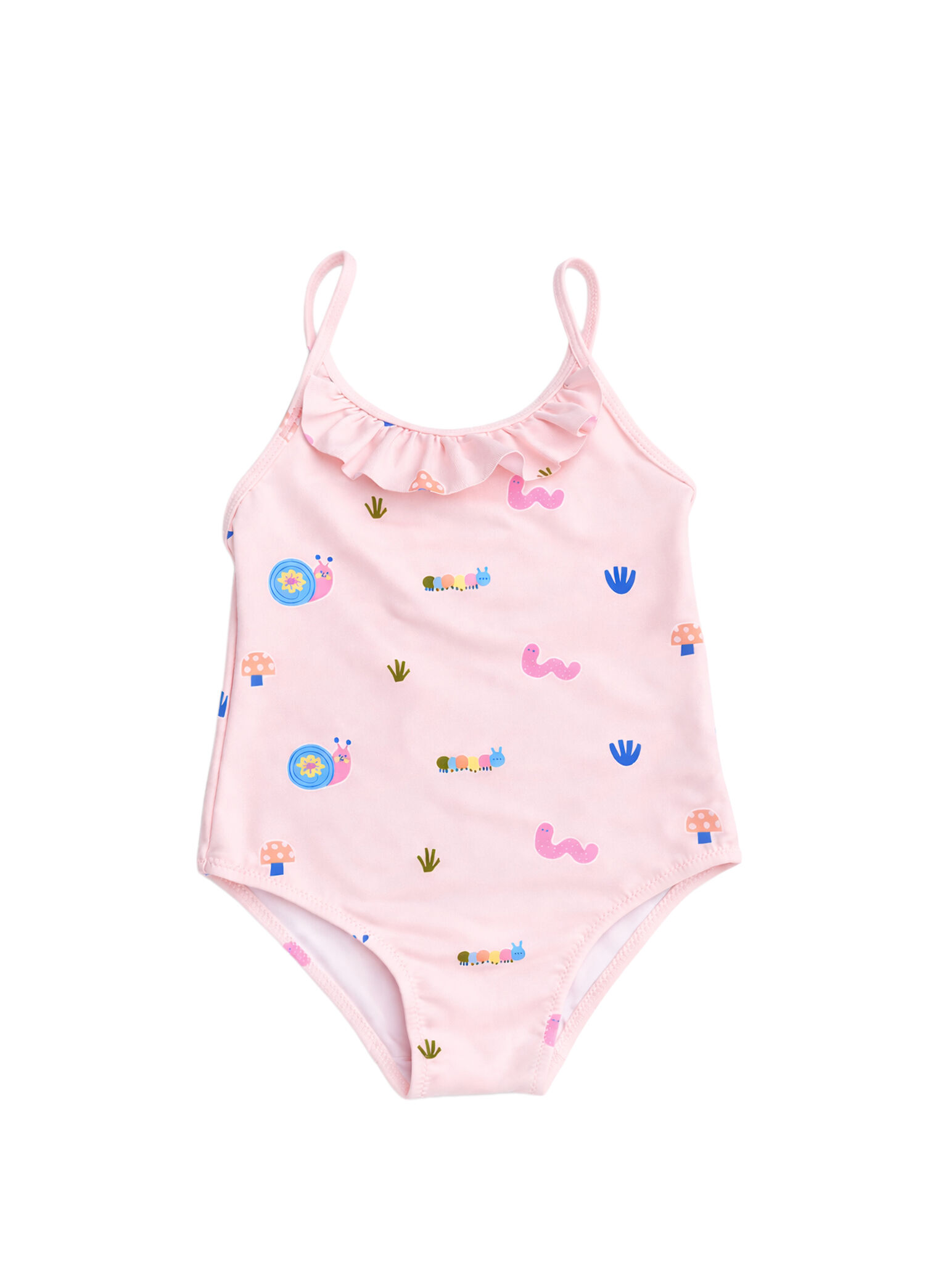 Snail Garden Pembe UV Korumalı Kız Çocuk Mayo
