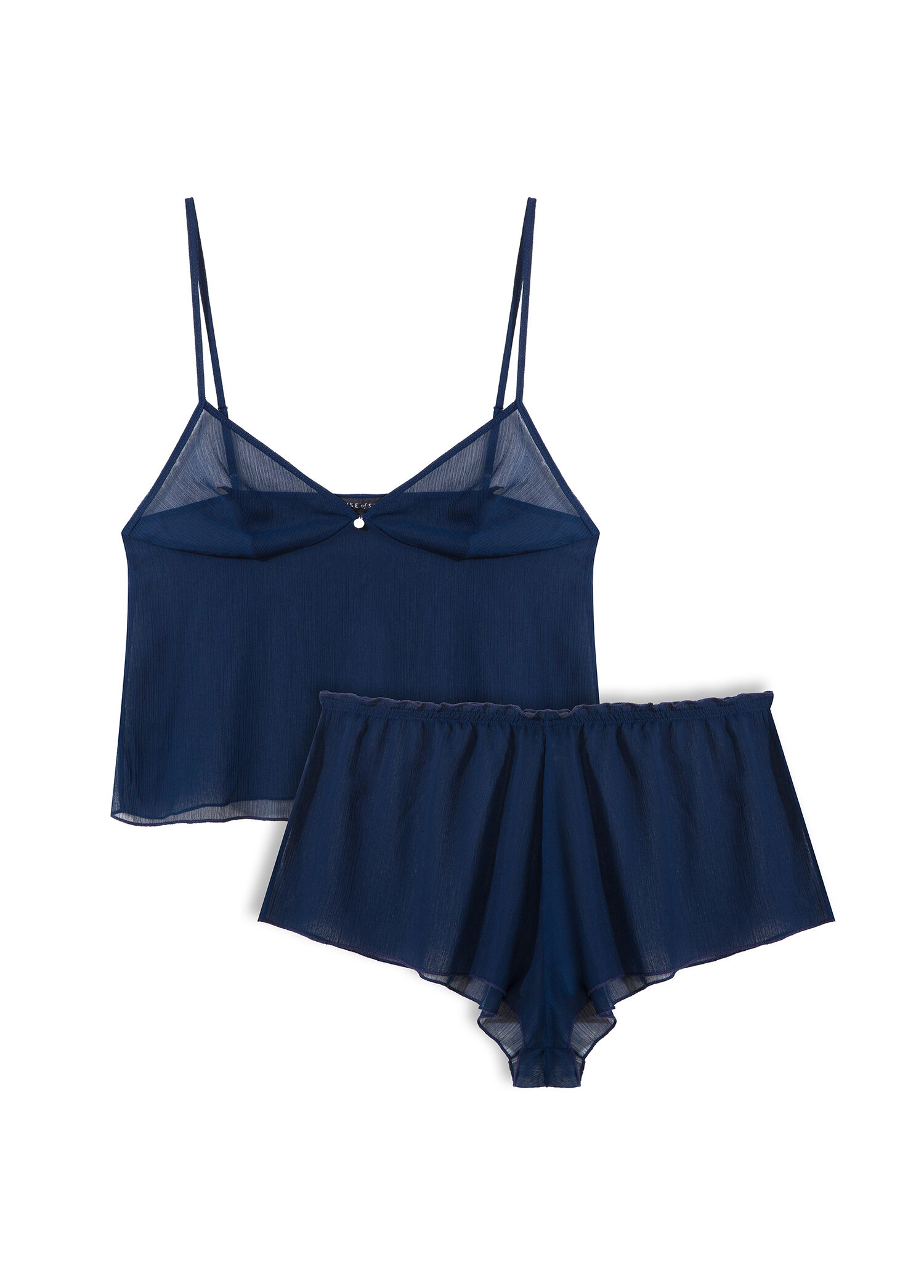 Love Lacivert Şifon Askılı Bluz ve Şort Kadın Pijama Takımı