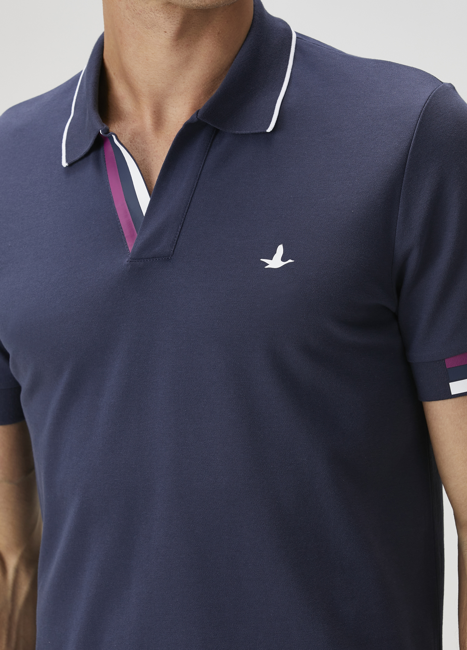 Lacivert Şerit Detaylı Polo T-shirt_5