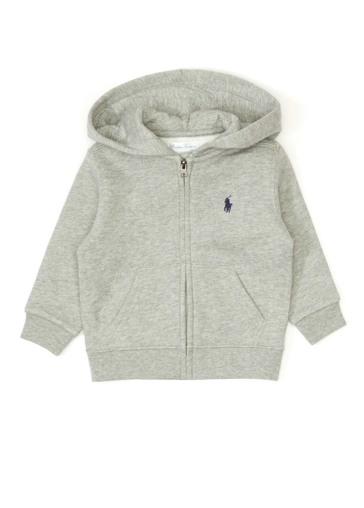 Gri Kapüşonlu Logo Nakışlı Erkek Bebek Sweatshirt