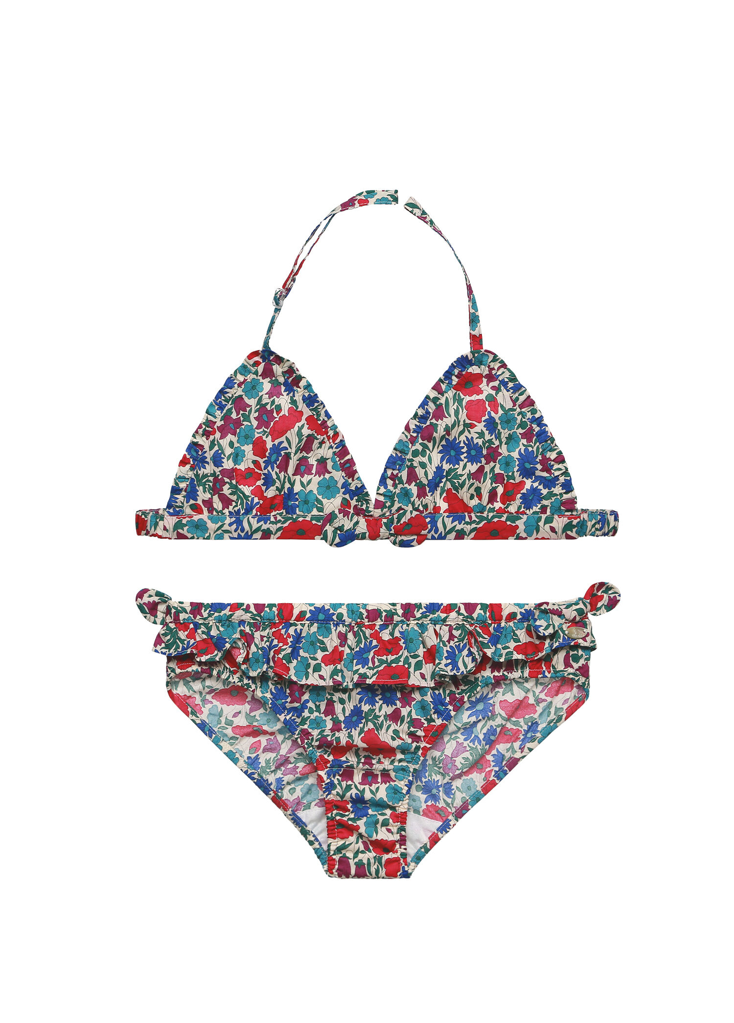 Çiçek Desenli Coton Kız Çocuk Bikini Takımı