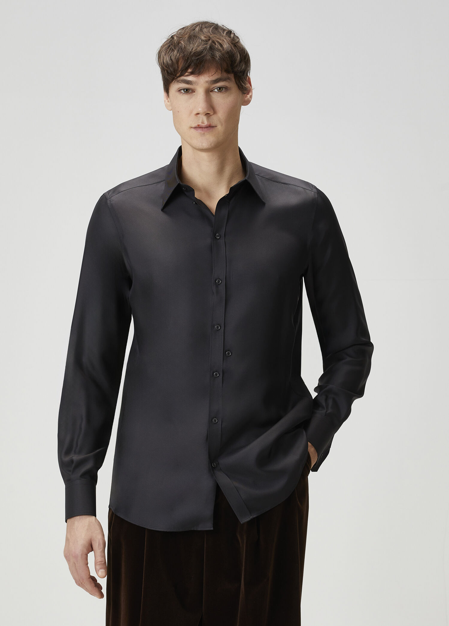 Dolce&Gabbana Siyah Erkek Martini Siyah İpek Twill Gömlek 1888582
