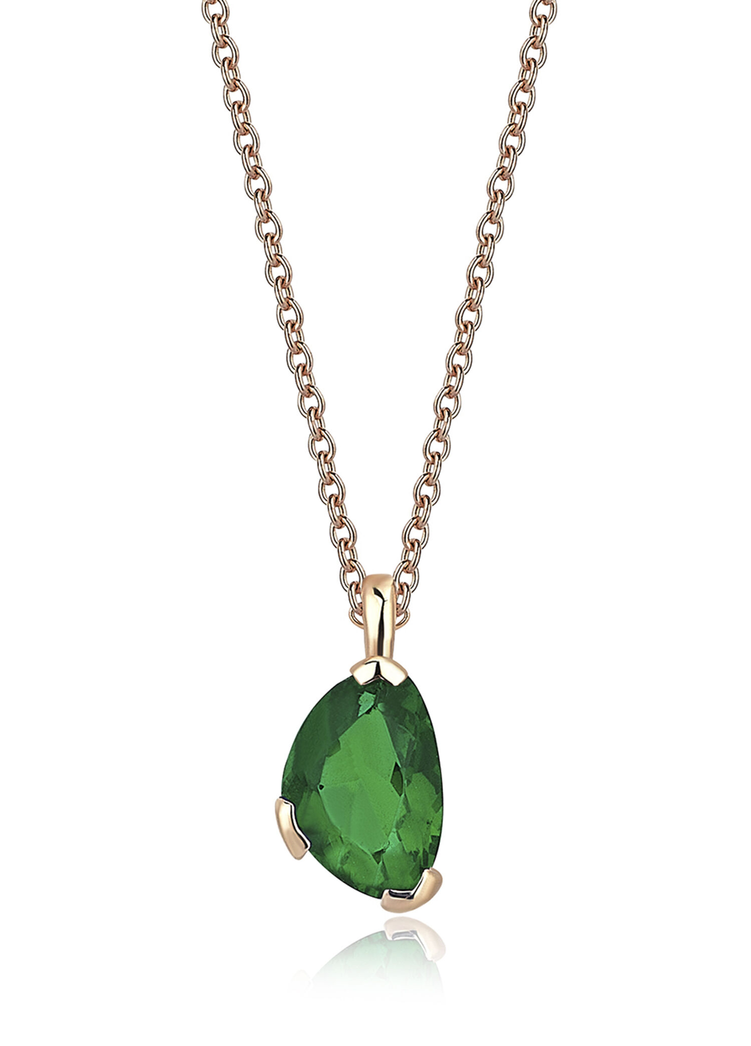 Self Green Necklace Zümrüt Taşlı 14 Ayar Sarı Altın Kadın Kolye