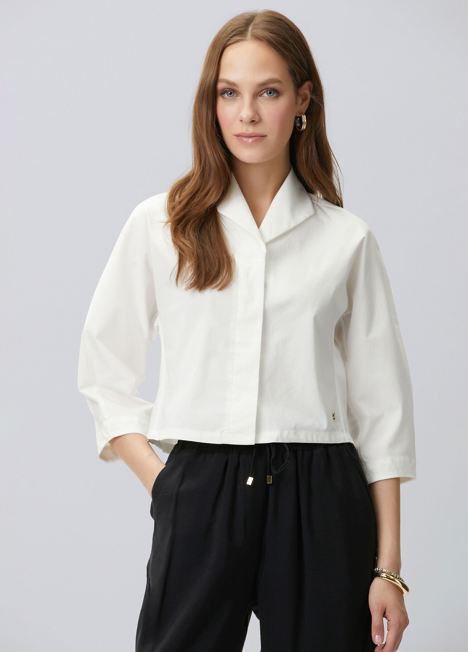White Hidden Placket Shirt