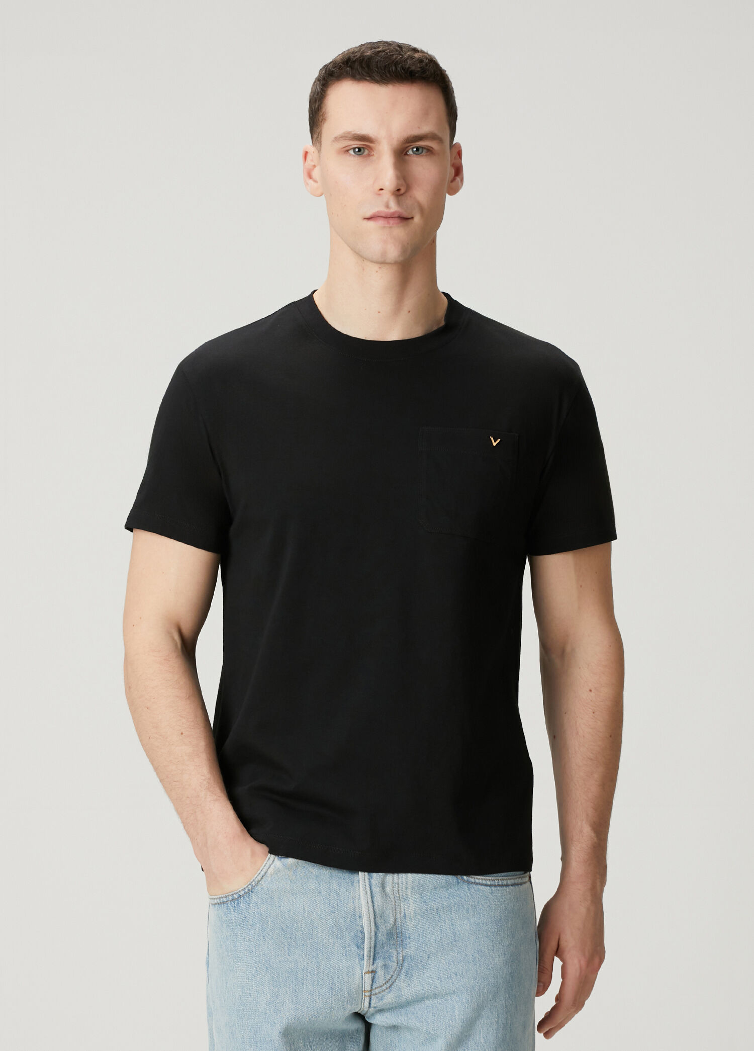 Regular Fit Siyah Logo Detaylı T-shirt