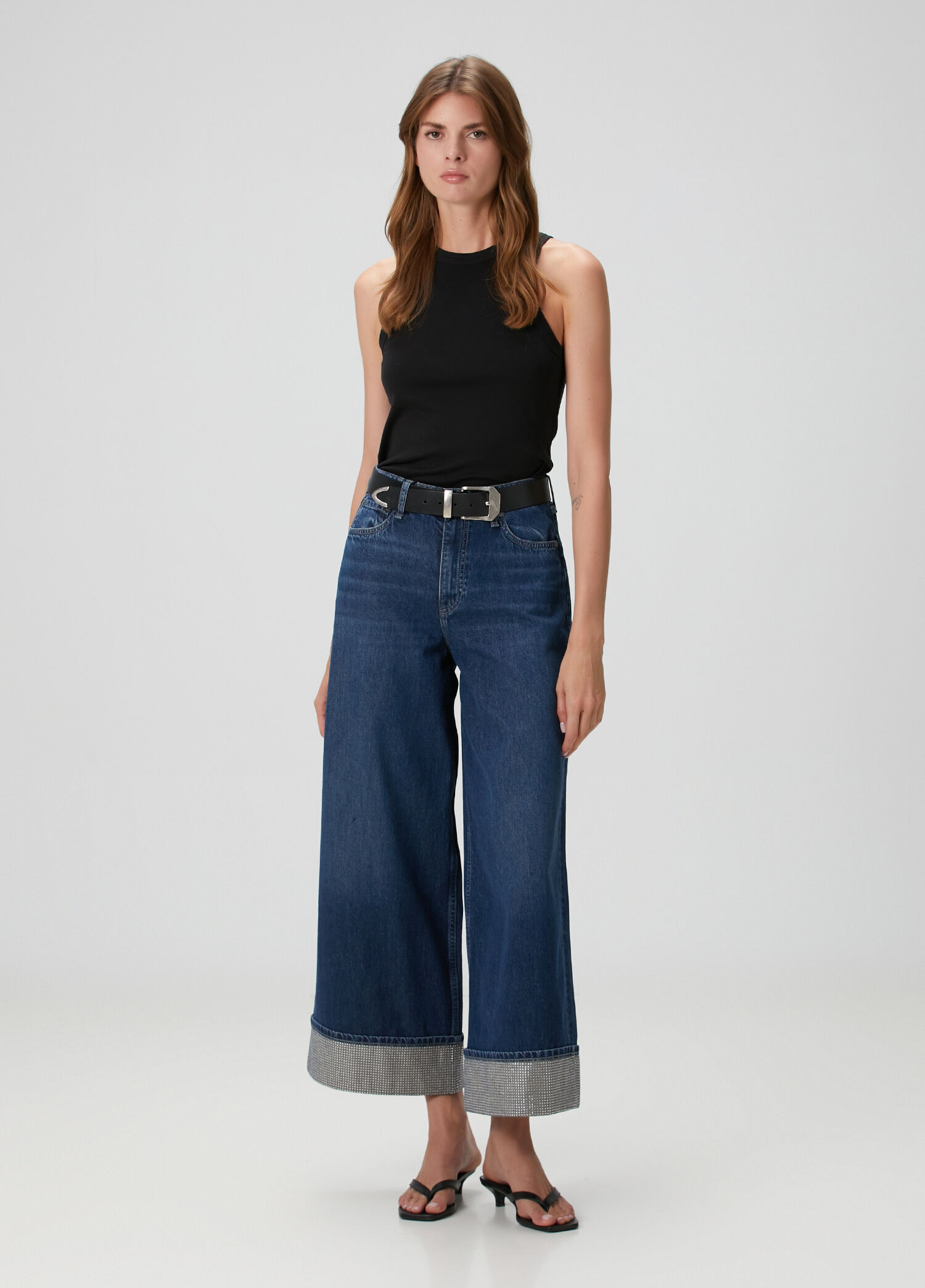 Sofie Wide Leg Koyu Mavi Jean Pantolon