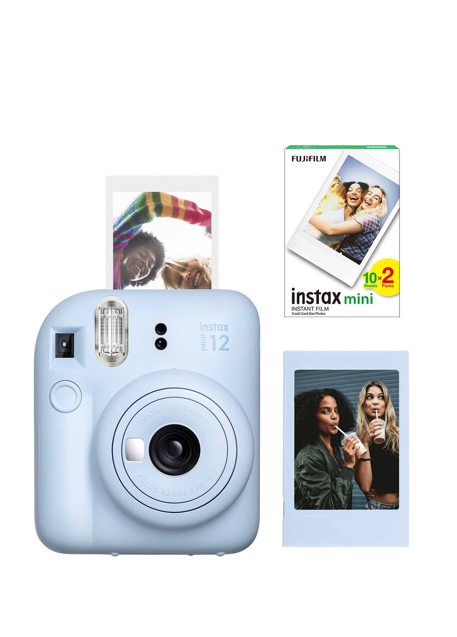 Instax Mini 12 Mavi Fotoğraf Makinesi + 20'li Mini Film ve Çerçeve Seti