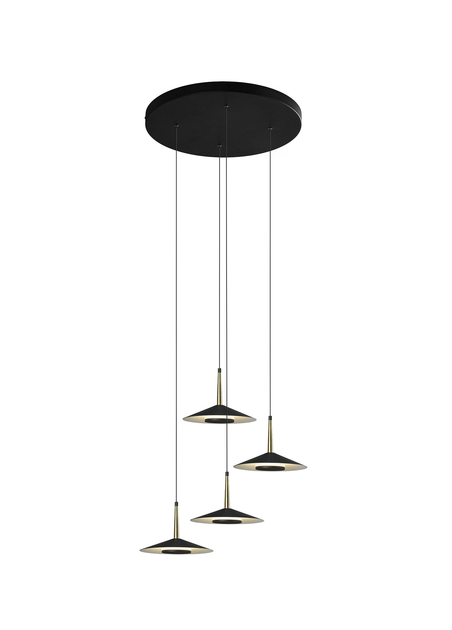 Bakara Collection - Orion Bronz Detaylı Siyah Alüminyum 4'lü Yuvarlak Avize - Siyah