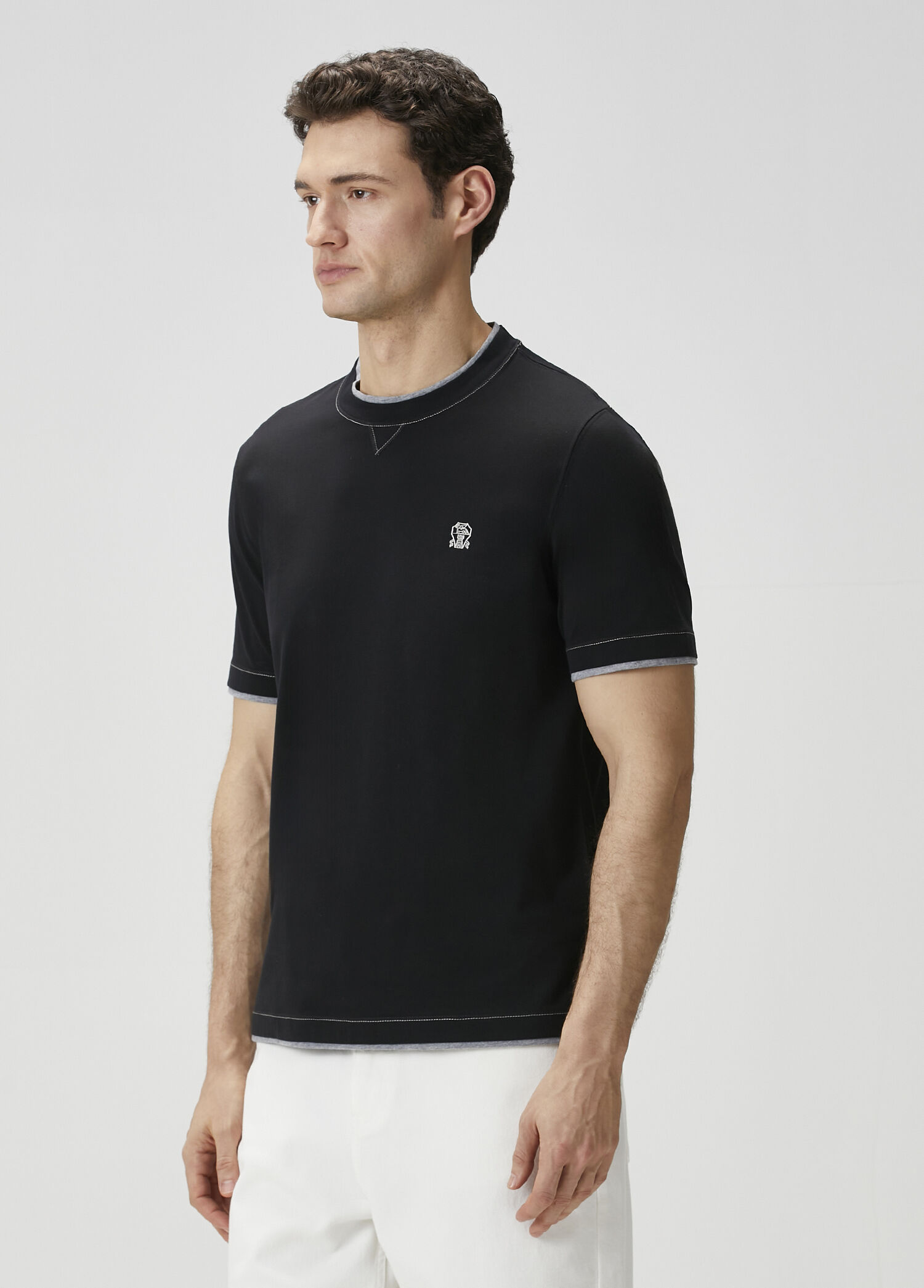 【新品定価13万】BRUNELLO CUCINELLI　半袖ニットシャツ Brunello Cucinelli Siyah Erkek Siyah T-shirt 1886256 | Beymen