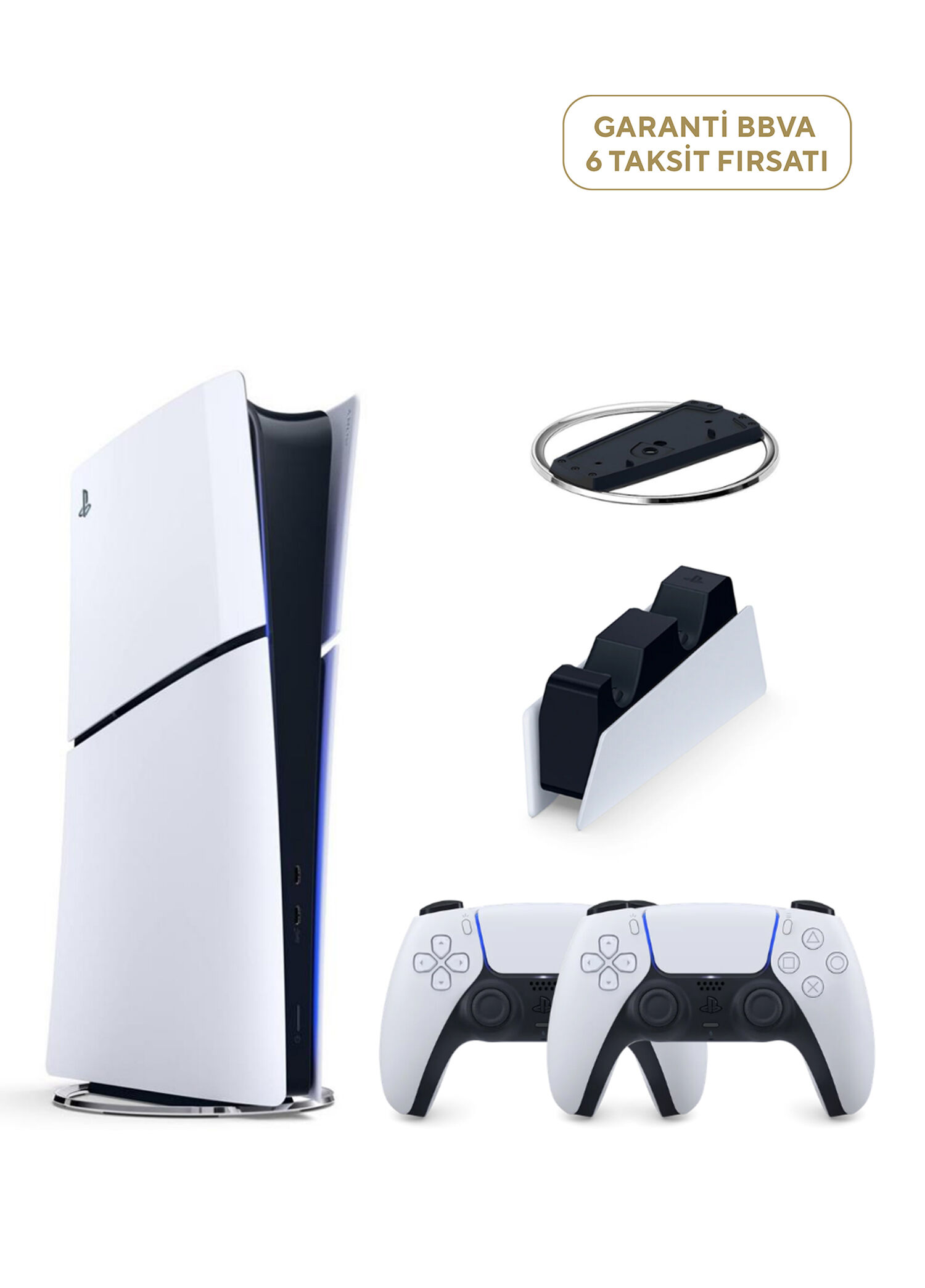 PlayStation 5 Slim Digital Edition 825 GB SSD Oyun Konsolu + 2. PS5 Kol + PS5 Şarj İstasyonu + Stand