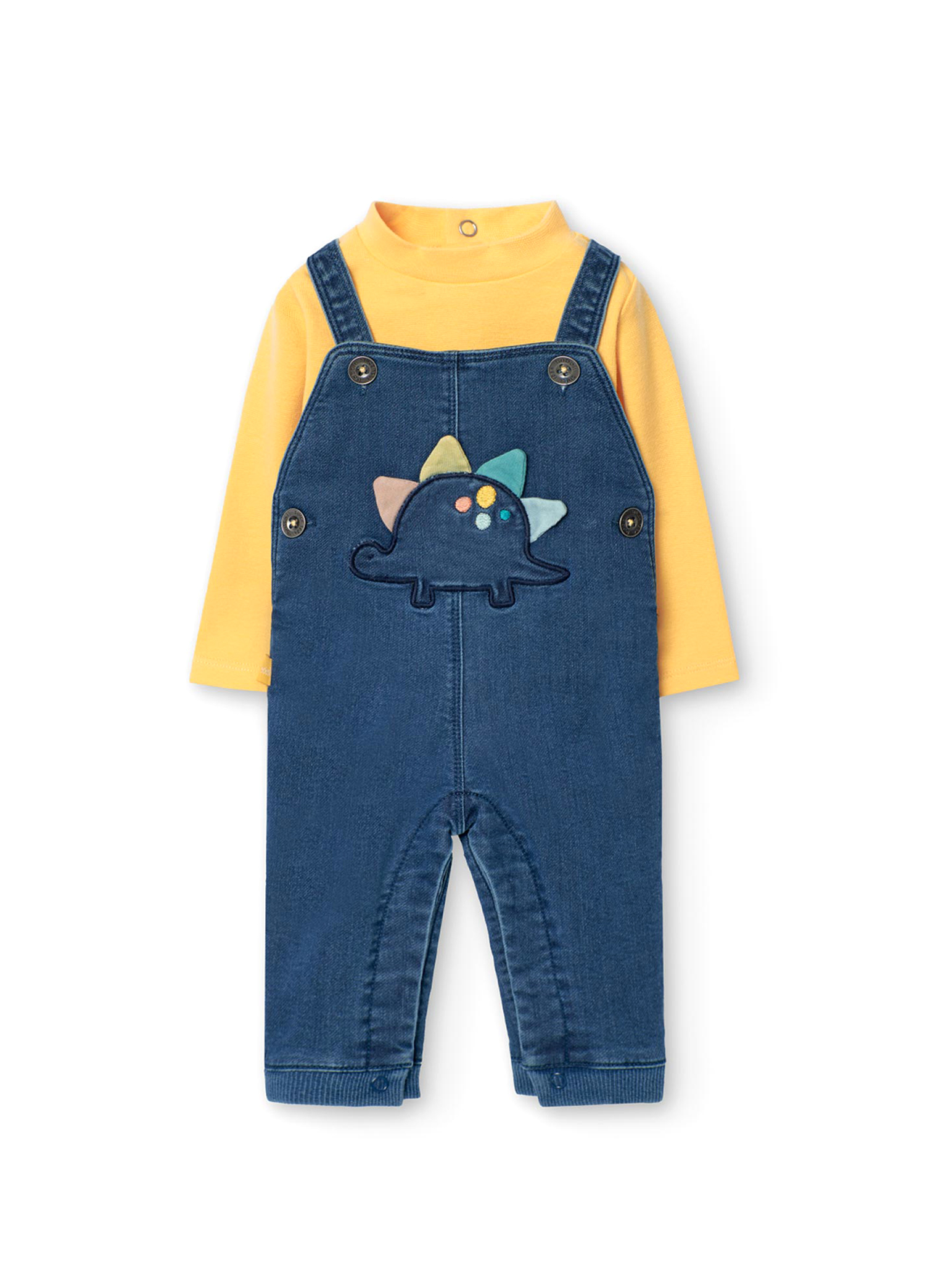 Uzun Kollu Zıbın ve Denim Tulum Erkek Bebek 2'li Set