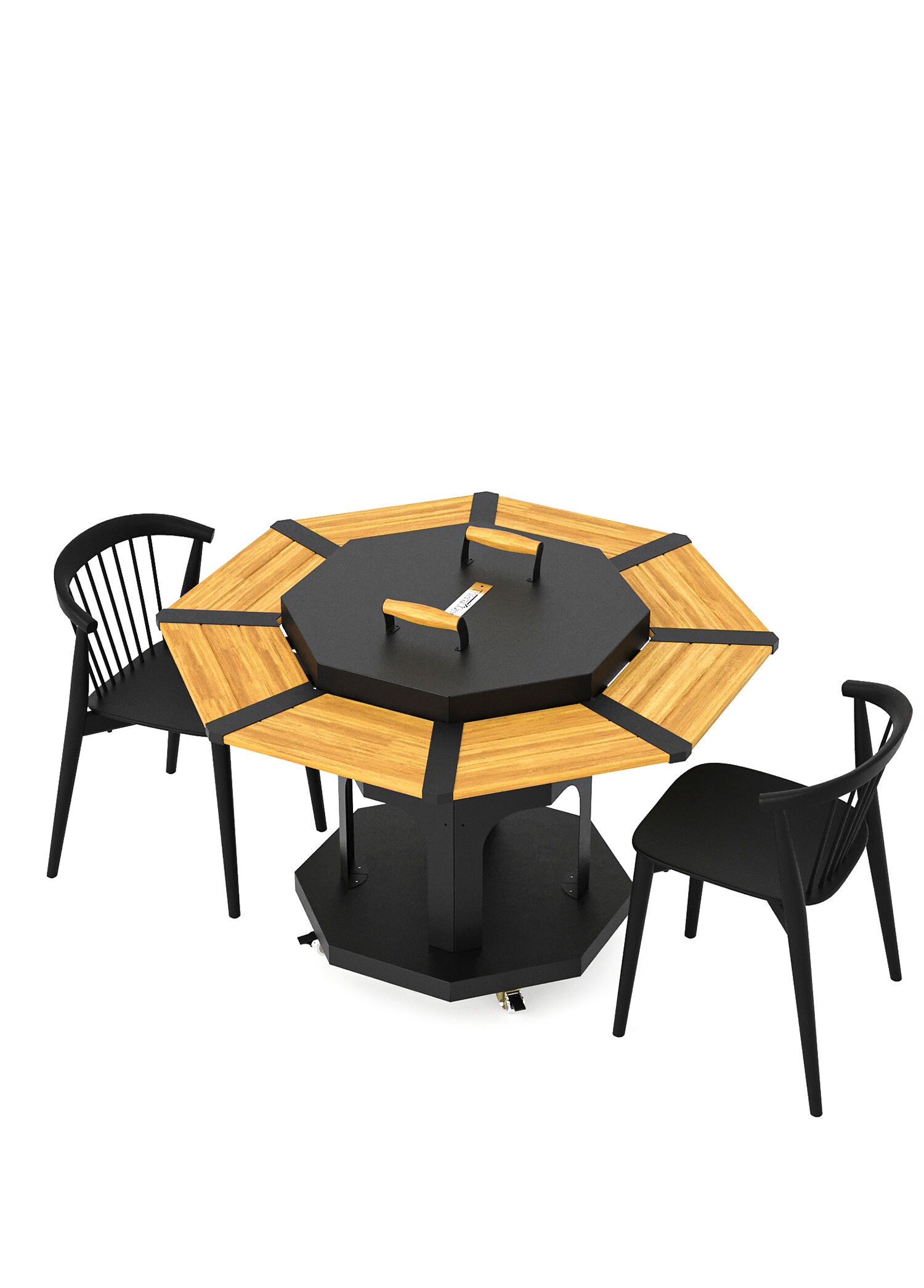 Octagon Siyah Ahşap Odun Mangalı