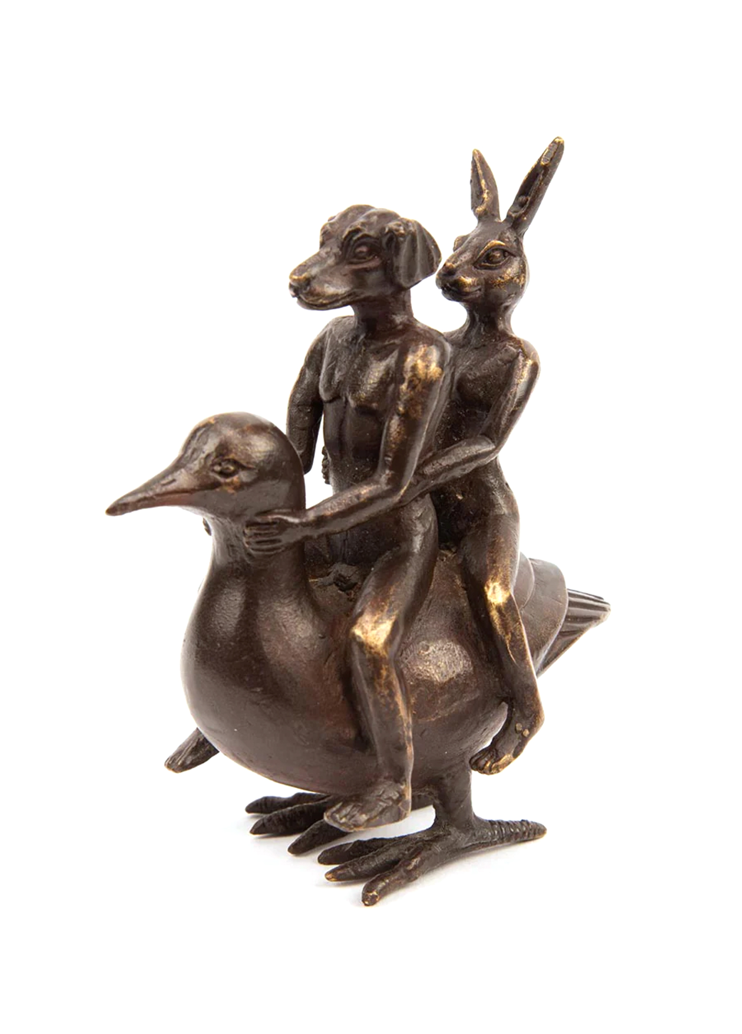 Duck Riders In Love Bronz Heykel