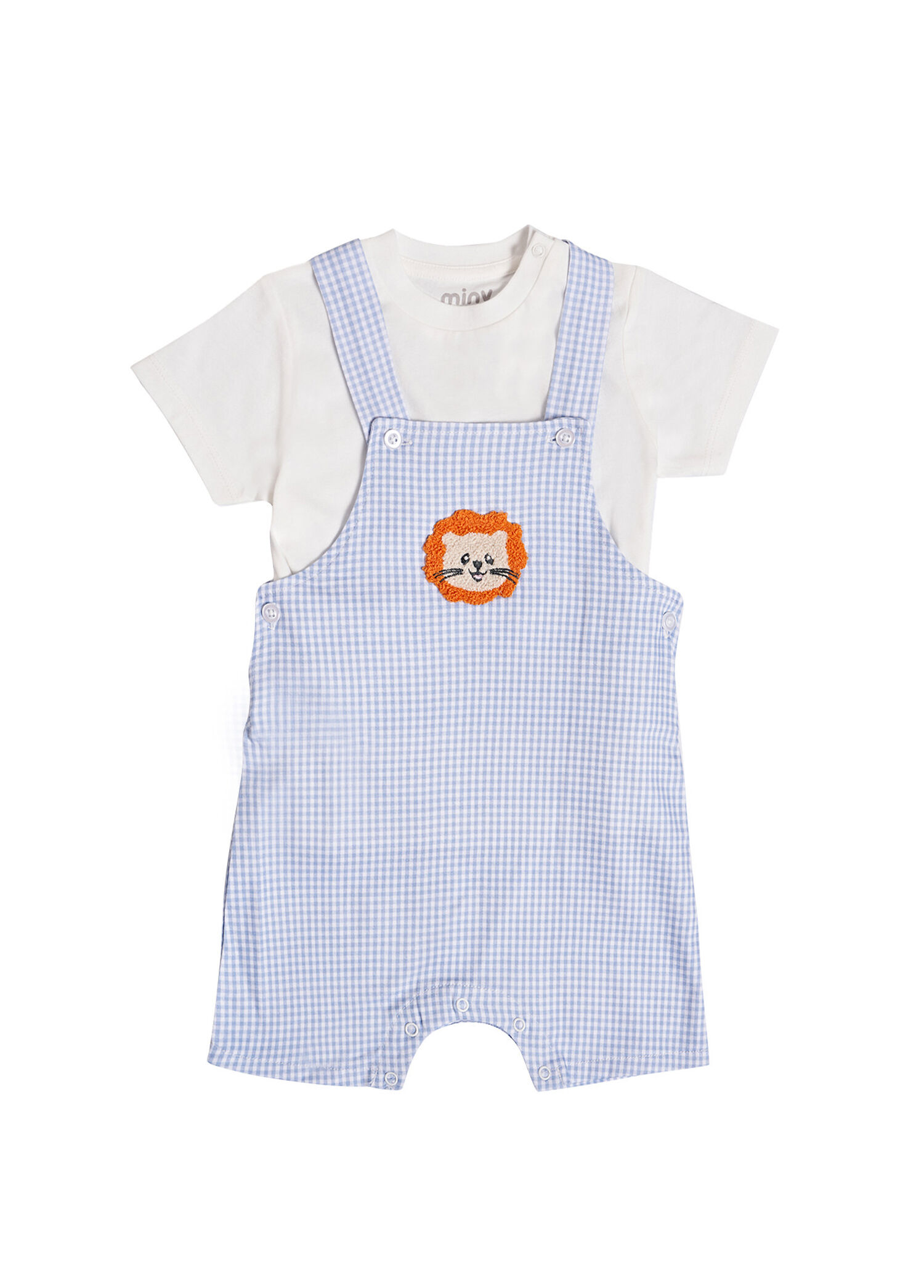 Pötikareli Mavi Tulum ve Kısa Kollu T-shirt Erkek Bebek 2'li Set