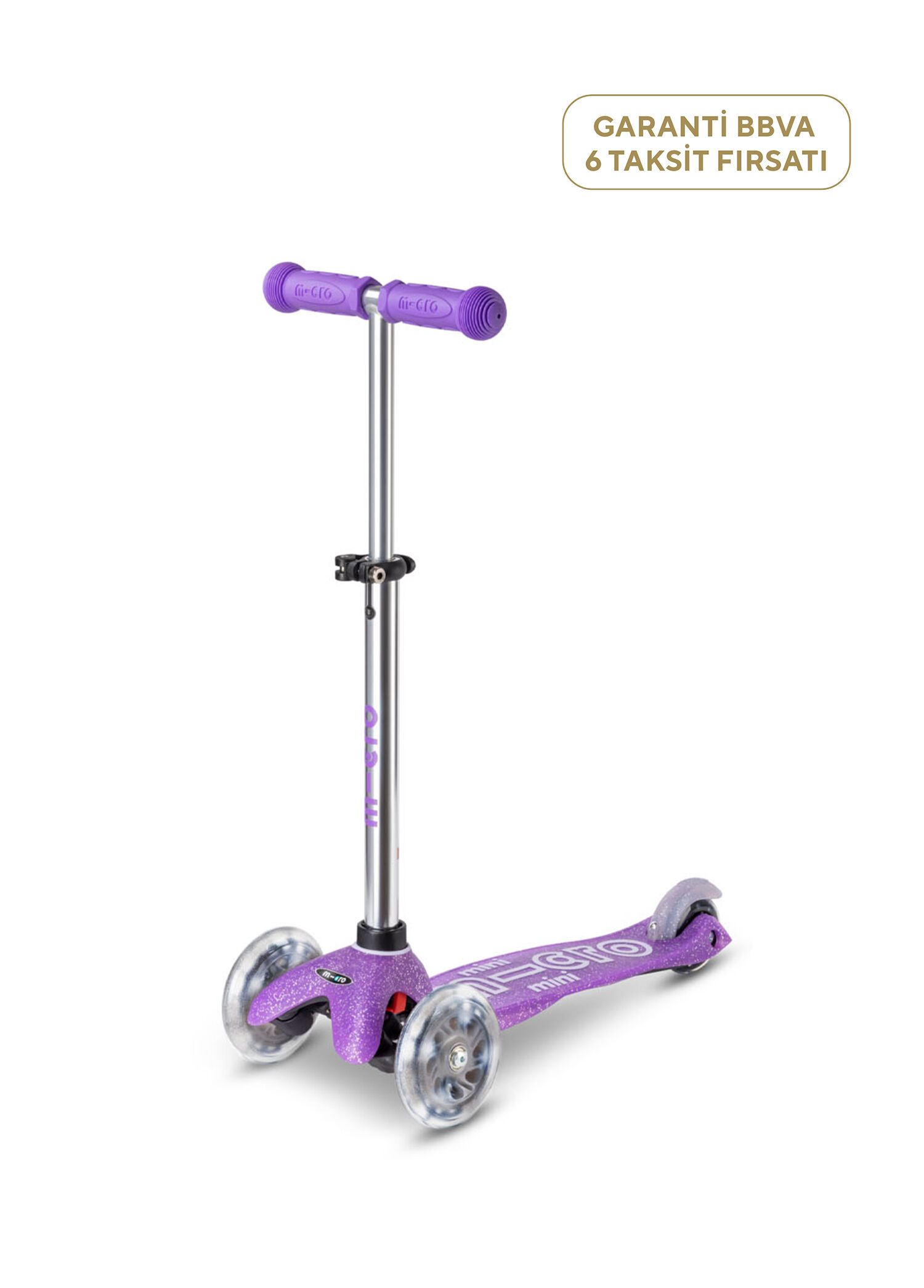 Mini Deluxe Fairy Glitter LED Işıklı 3 Tekerlekli 2-5 Yaş Çocuk Scooter
