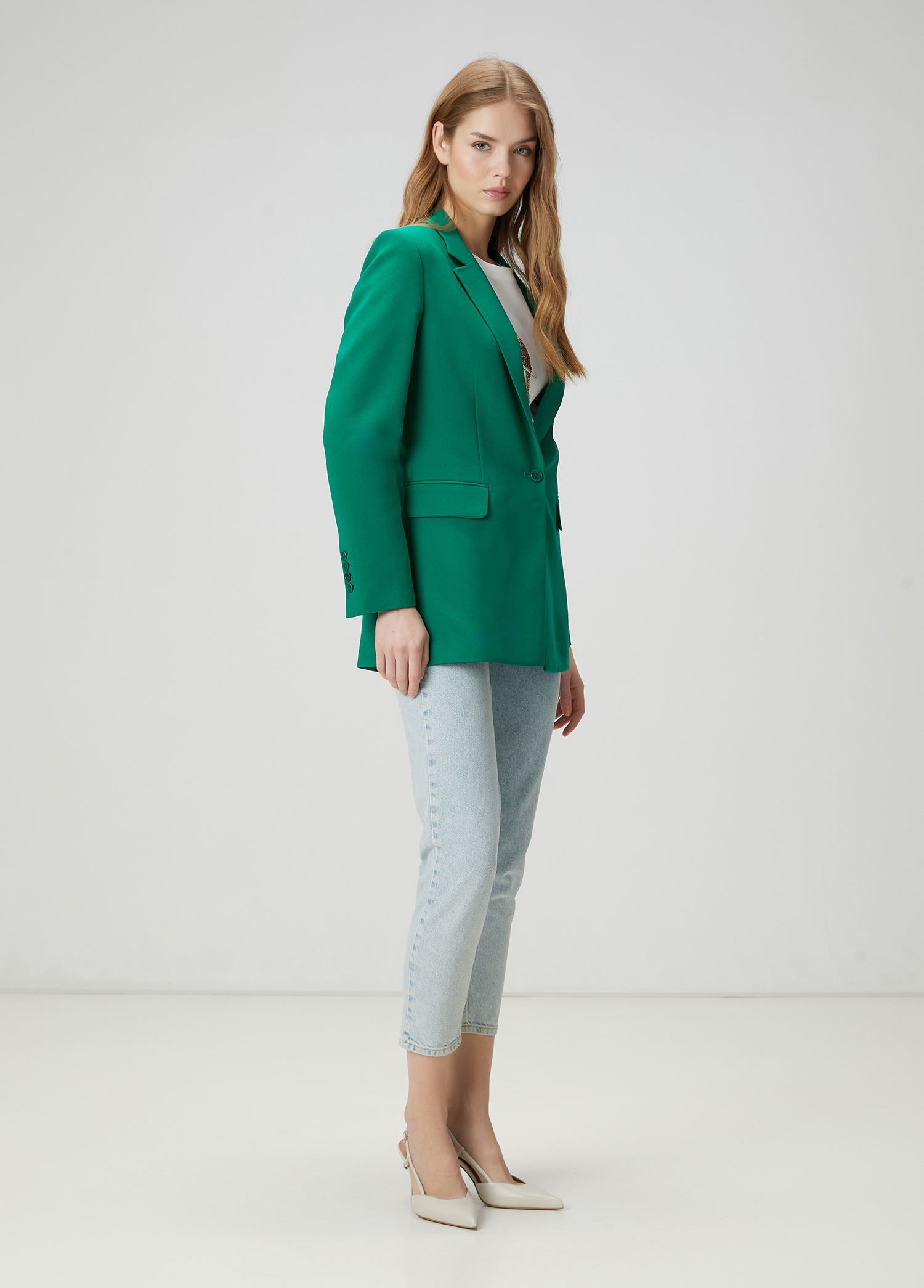 Yeşil Krep Blazer_1