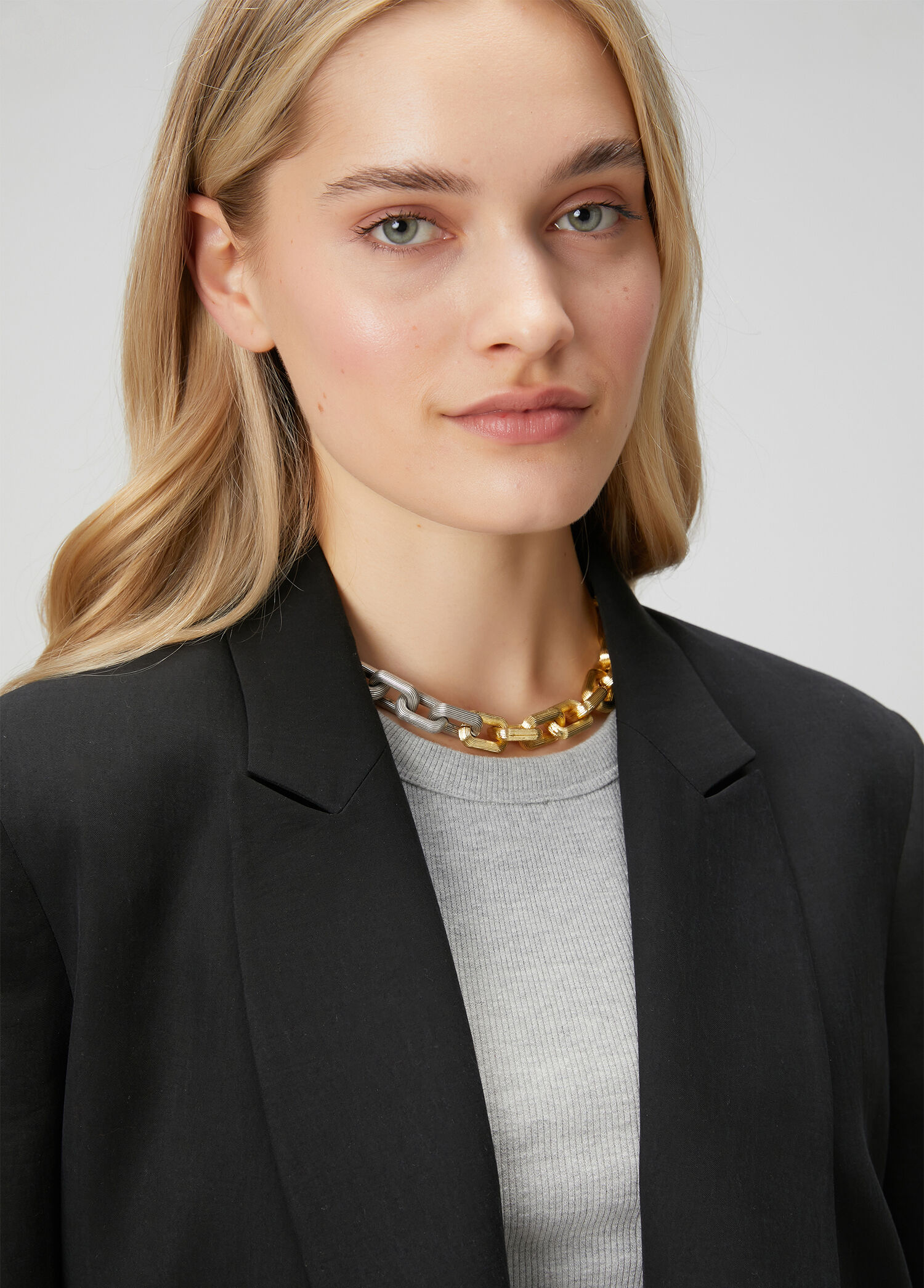 Gold Silver Satine Çift Renk Kadın Kolye