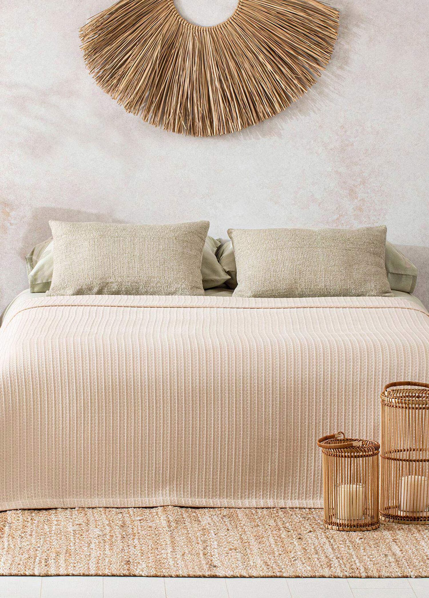 Palmita Bej Çift Kişilik Pike Takımı 200x220 cm