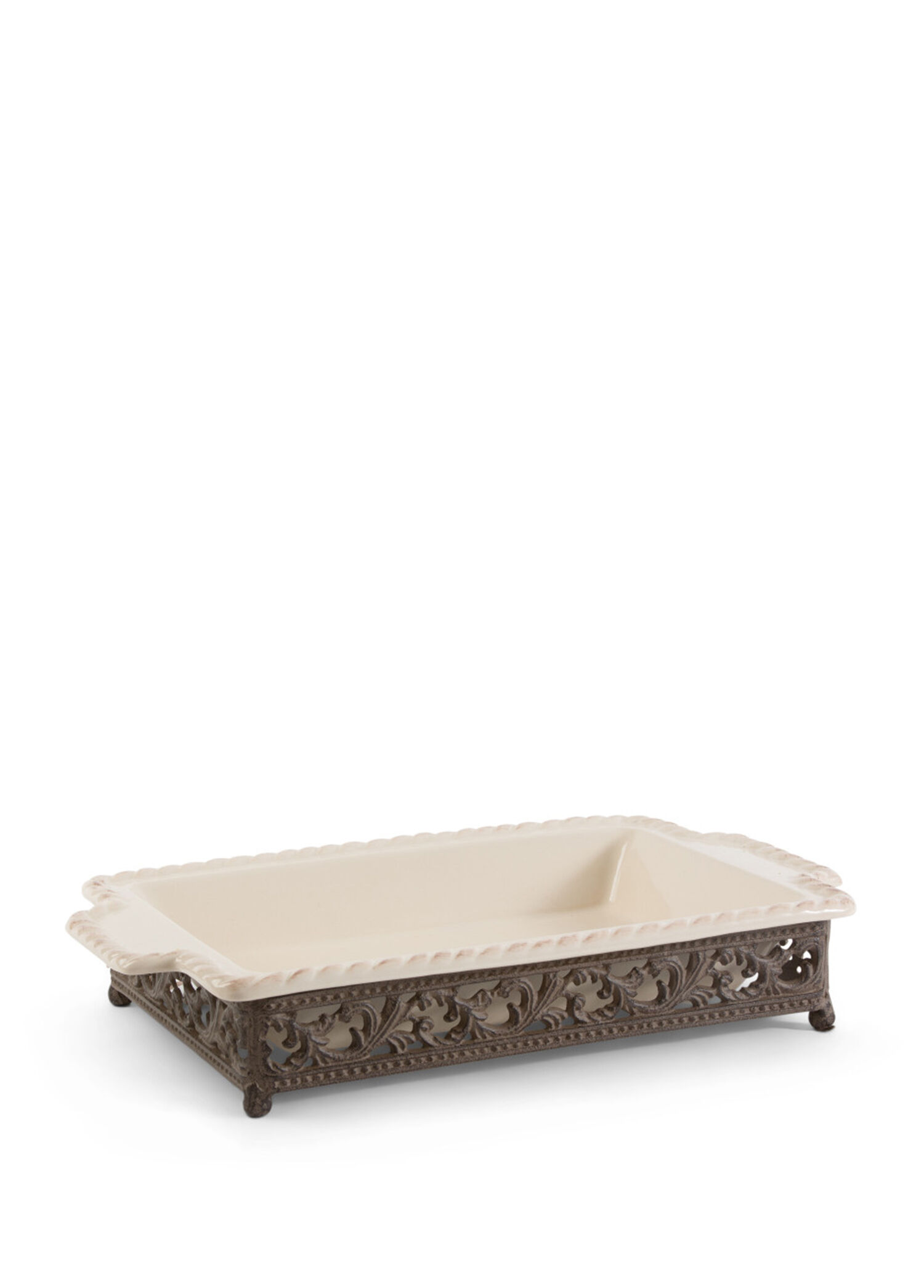 Acanthus Collection Krem Rengi Seramik Fırın Tepsisi