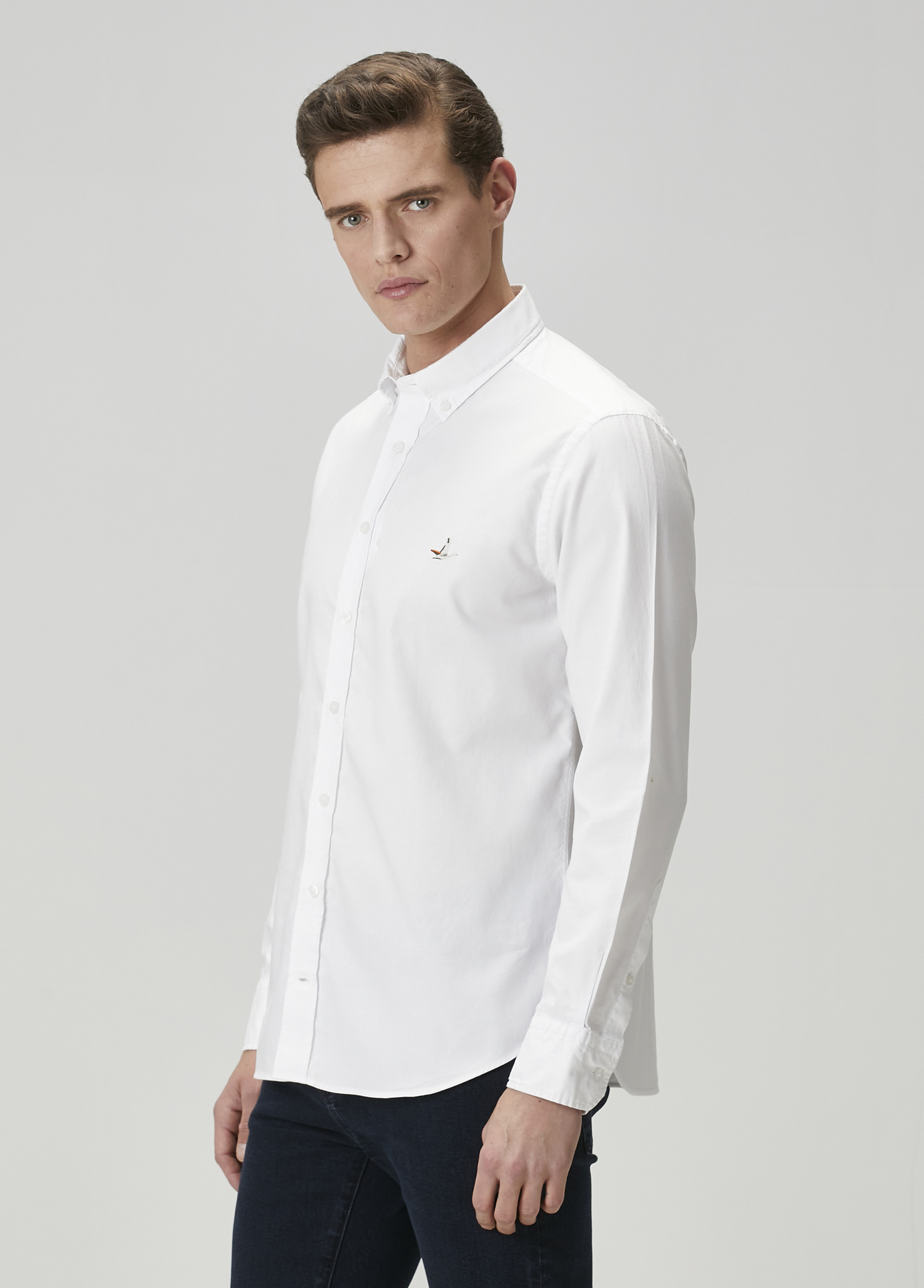 Slim Fit Beyaz Oxford Gömlek_3