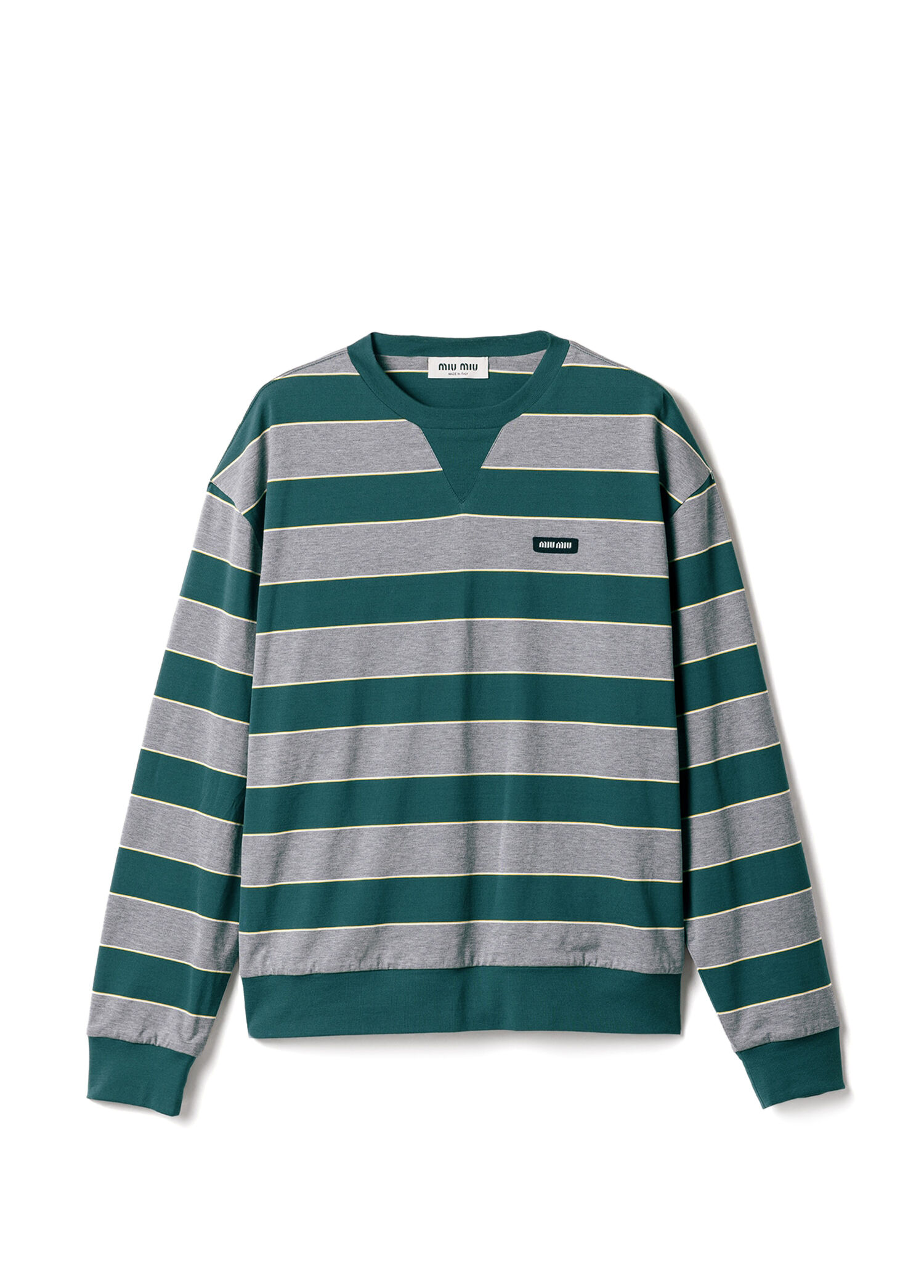 Yeşil Çizgili Jarse Uzun Kollu Kadın Sweatshirt