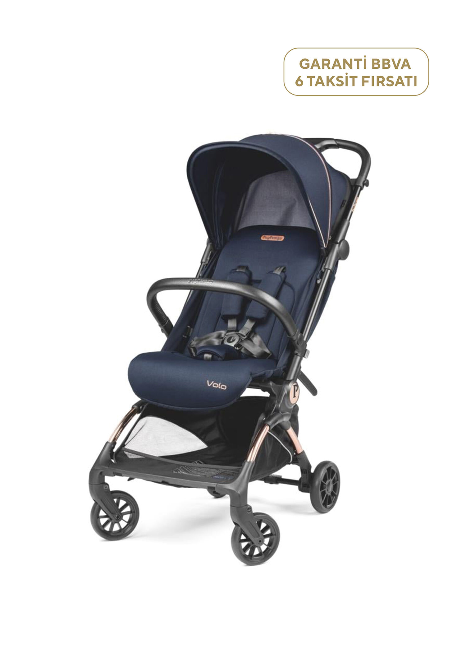 Volo Blue Shine Tek Elle Katlanabilen Bebek Arabası
