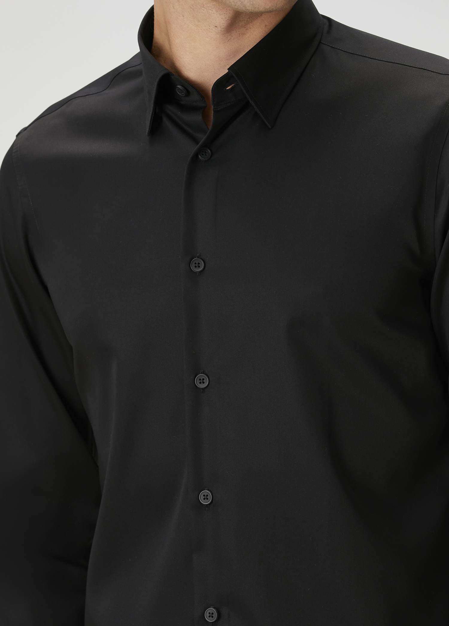 Slim Fit Siyah Non-iron Gömlek_4
