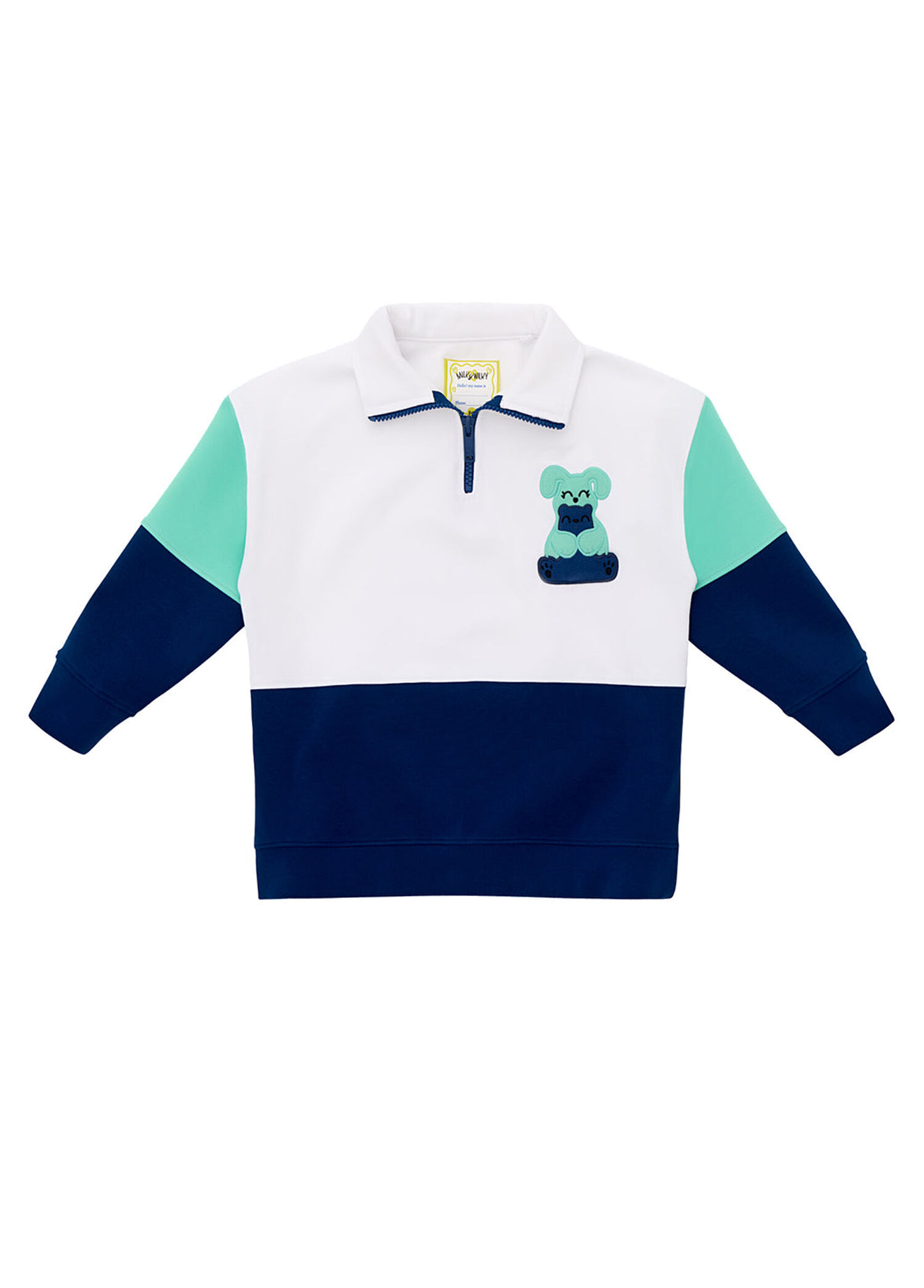 Lacivert Detaylı Dik Yaka Yarım Fermuarlı Erkek Çocuk Sweatshirt