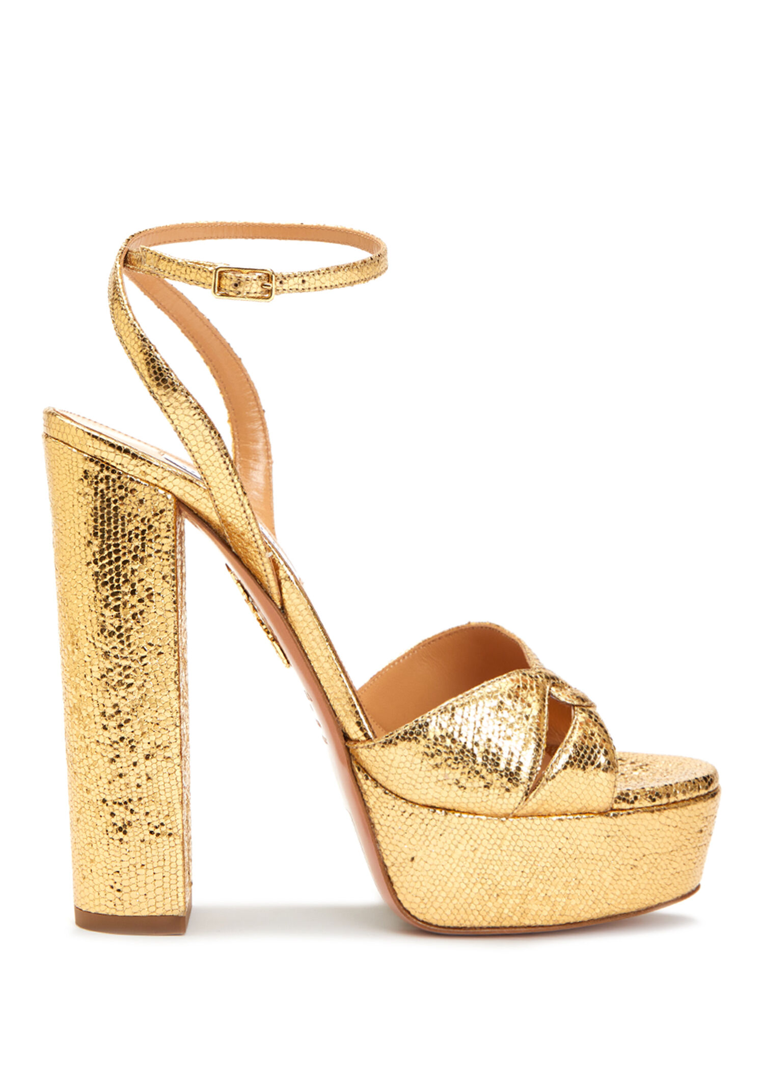 Aquazzura Gold Parlak Dokulu Kad n Deri Sandalet Gold aquazzura-gold-parlak-dokulu-kad-n-deri-sandalet-gold