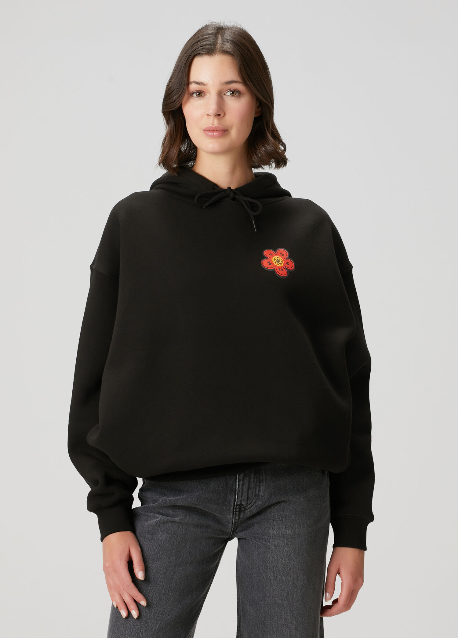 Futura Oversize Siyah Kapüşonlu Sweatshirt