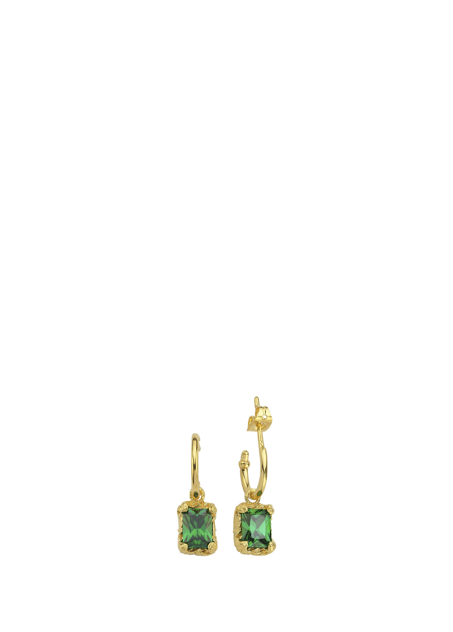 Emerald Hoop 24 Ayar Altın Kaplama Kadın Küpe