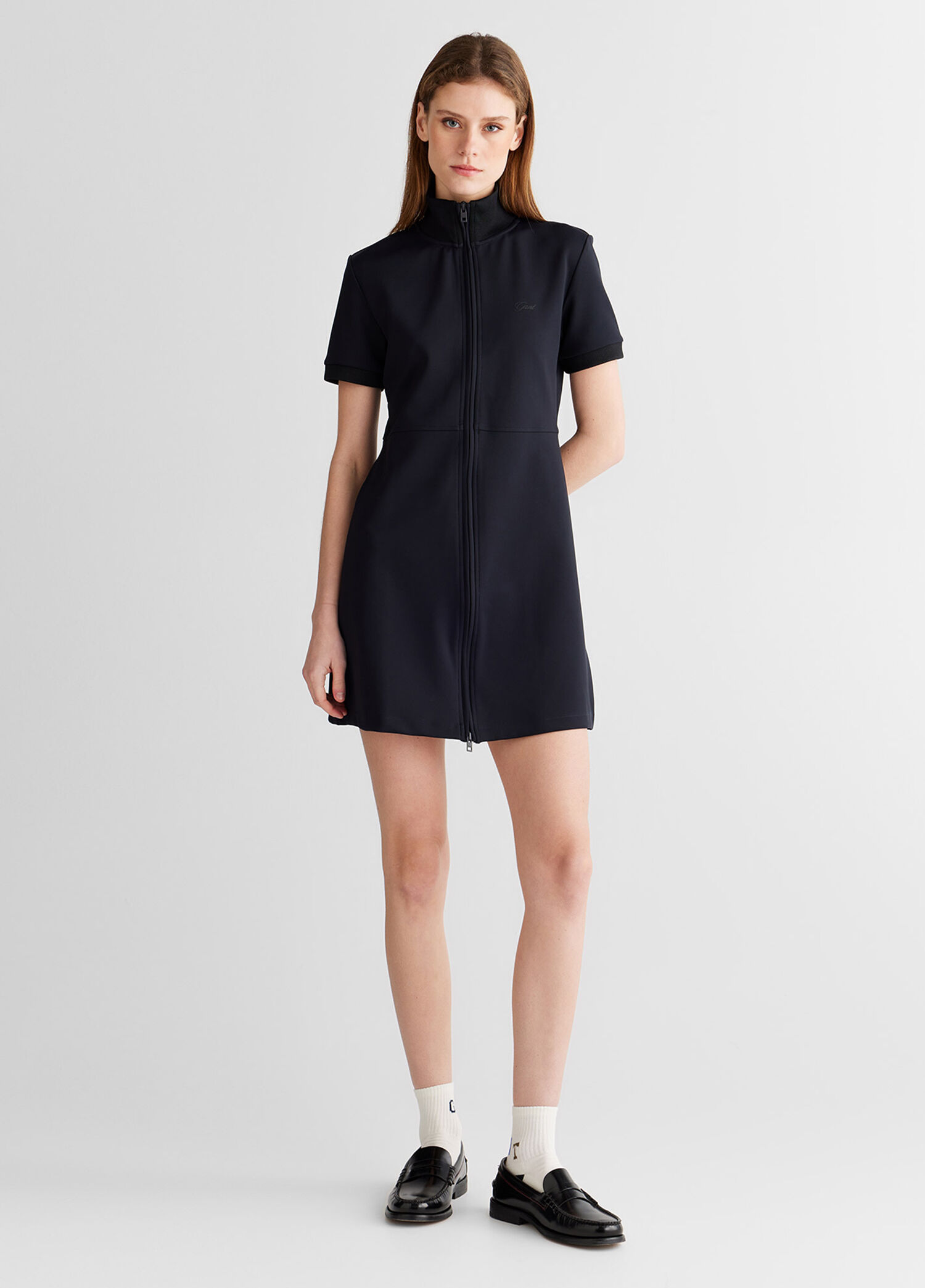 Gant Siyah-5 Kadın Siyah Regular Fit Fermuarlı Kadın Elbise