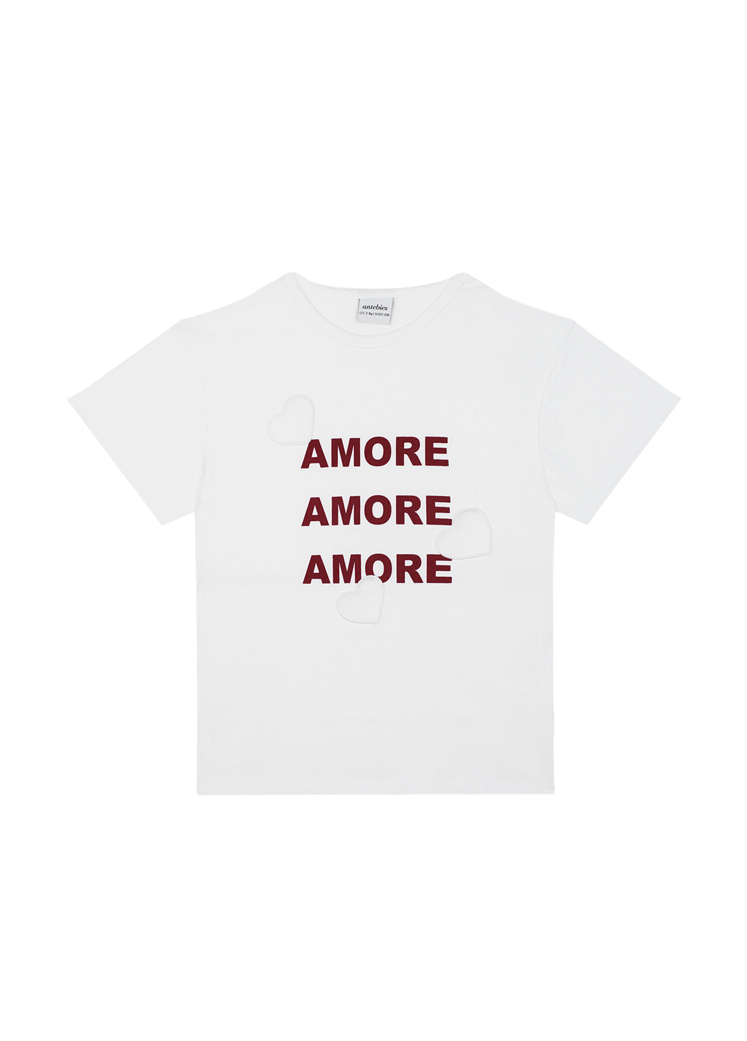 Amore Beyaz  Pamuklu Kısa Kollu Kız Çocuk T-shirt