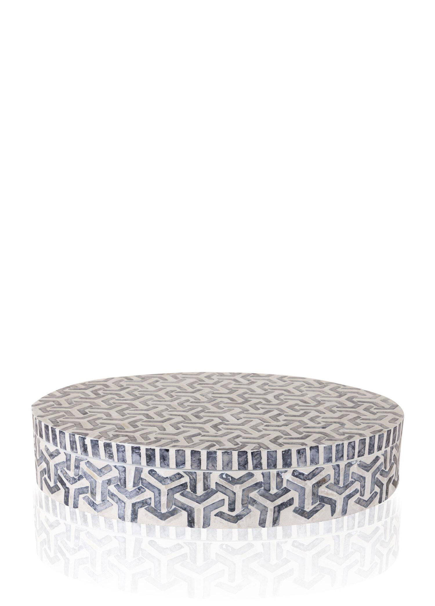 Sedef Seramik Yuvarlak Dekoratif Kutu 40 x 30 cm