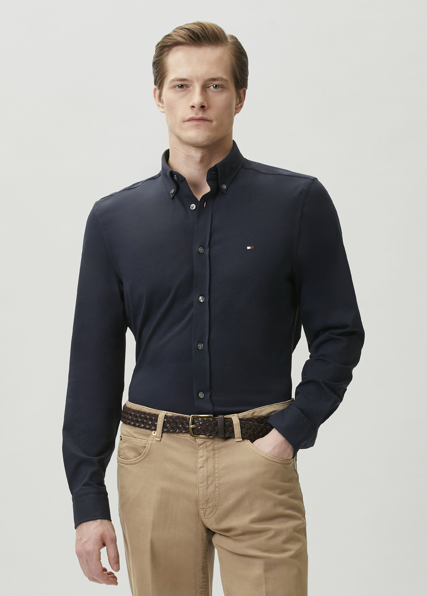 Performance Slim Fit Lacivert Gömlek