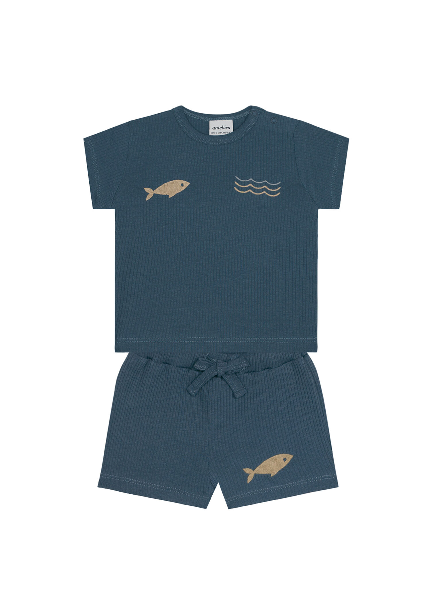 Mavi Minik Denizciler Kısa Kollu T-Shirt Şort Erkek Bebek 2'li Set