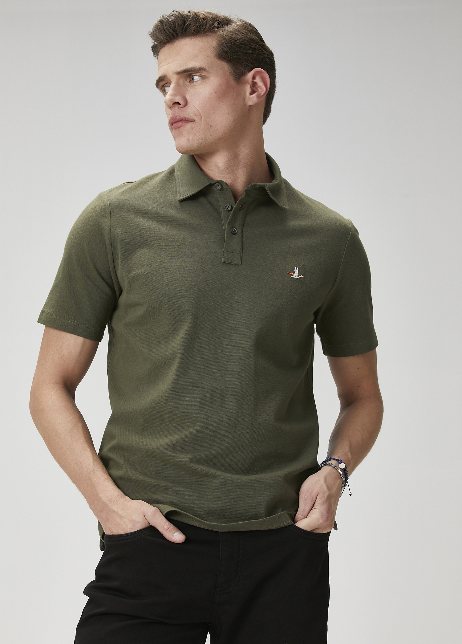 Comfort Fit Haki Polo Yaka T-shirt_1