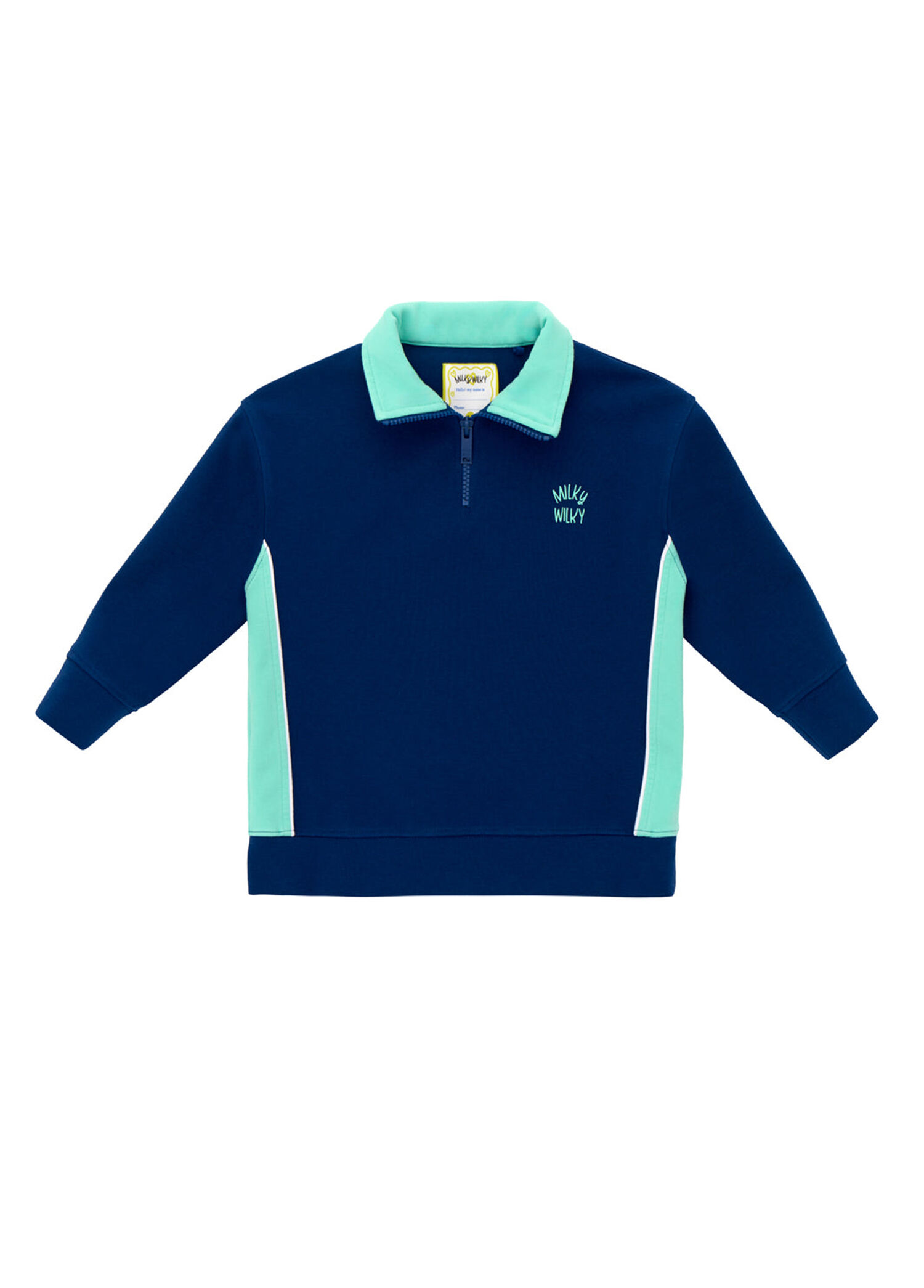 Lacivert Dik Yaka Yarım Fermuarlı Erkek Çocuk Sweatshirt