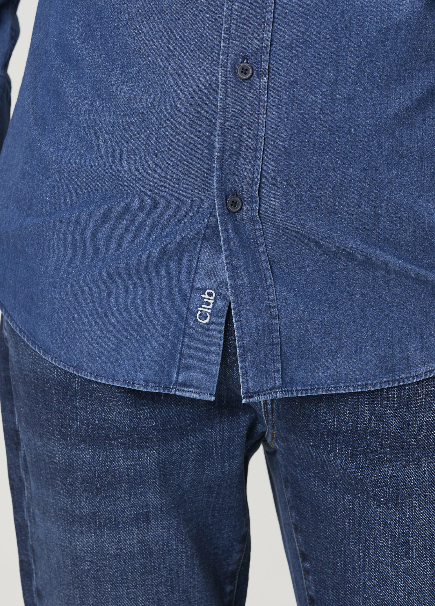 Comfort Fit Lacivert Denim Gömlek_7