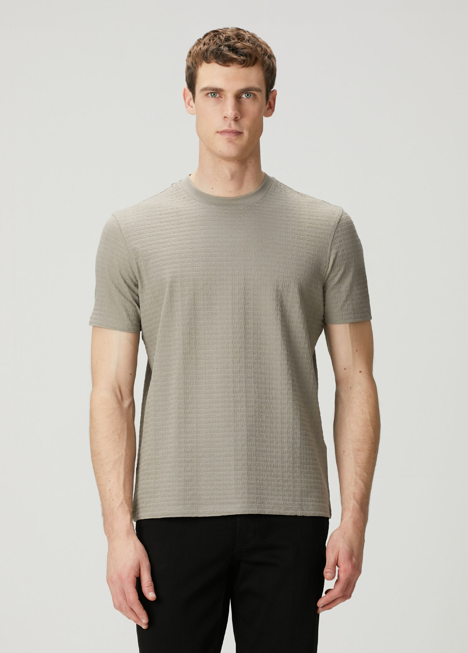 Gri Logo Motifli T-shirt