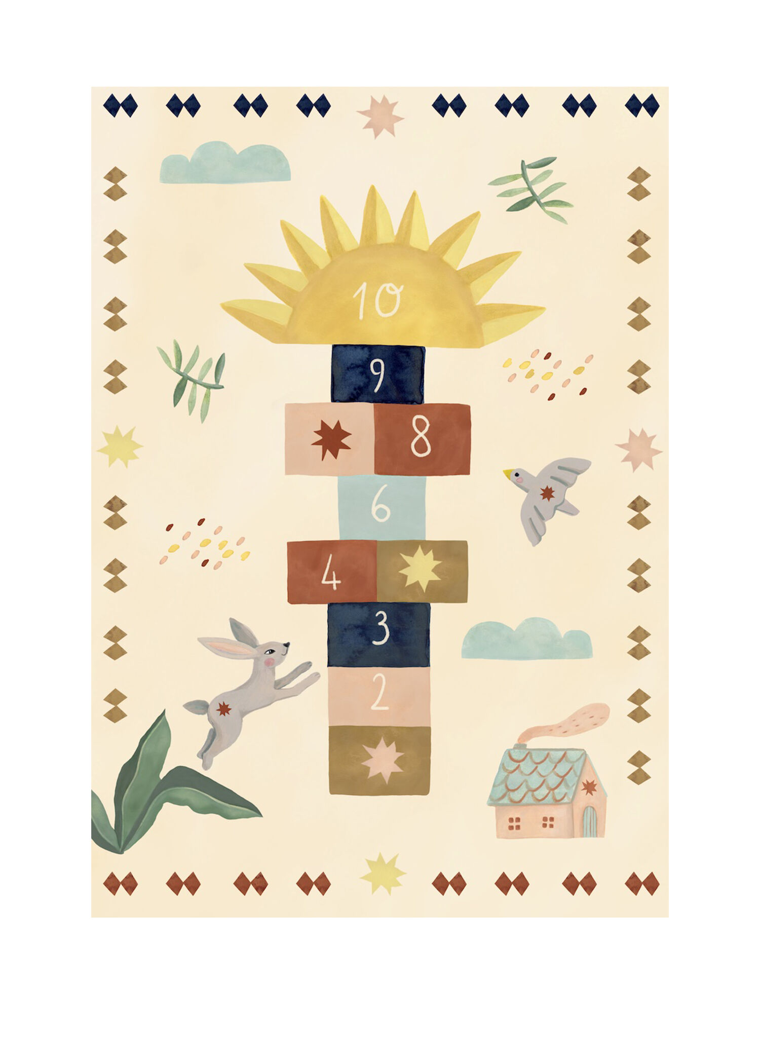 Bunny Hops Sun Pops Hopscotch Bej Çocuk Halısı 160 x 230 cm